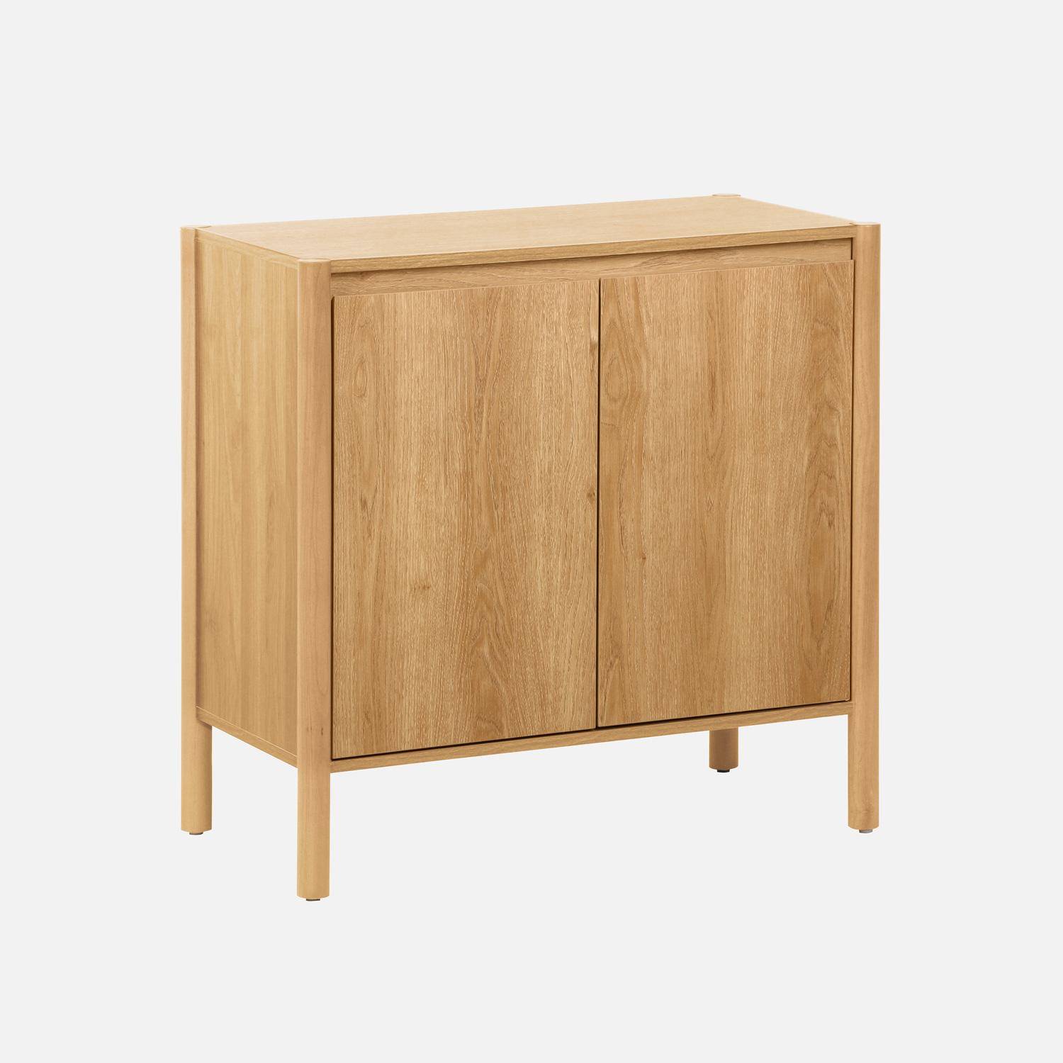Buffet décor bois 2 portes naturel - 80 x 42 x 78,5 cm - Harmony Photo1