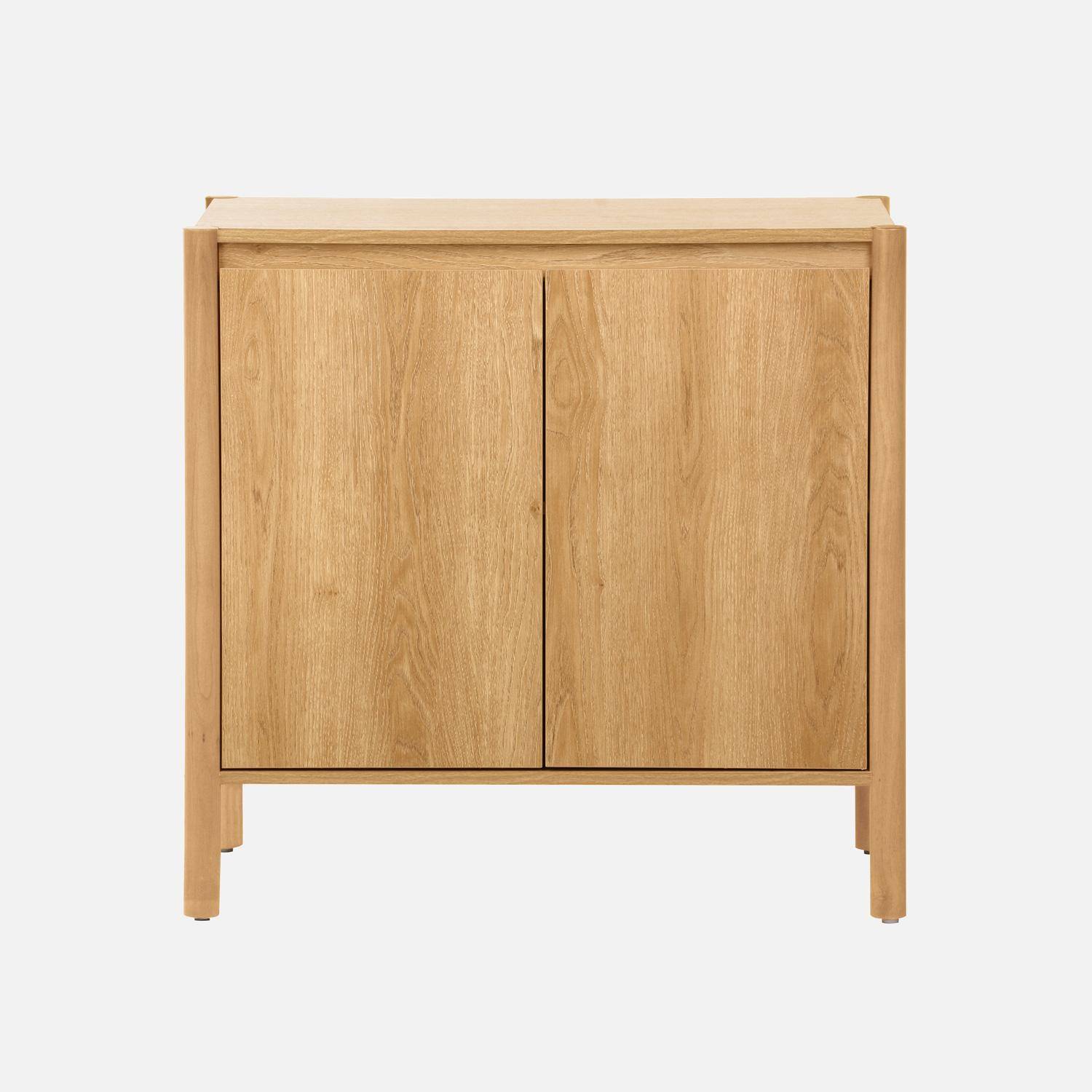 Buffet décor bois 2 portes naturel - 80 x 42 x 78,5 cm - Harmony Photo2
