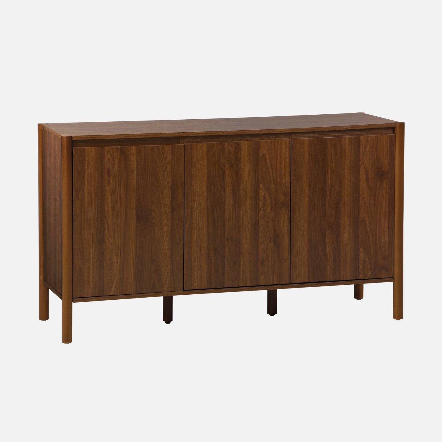 Buffet décor bois 3 portes noyer