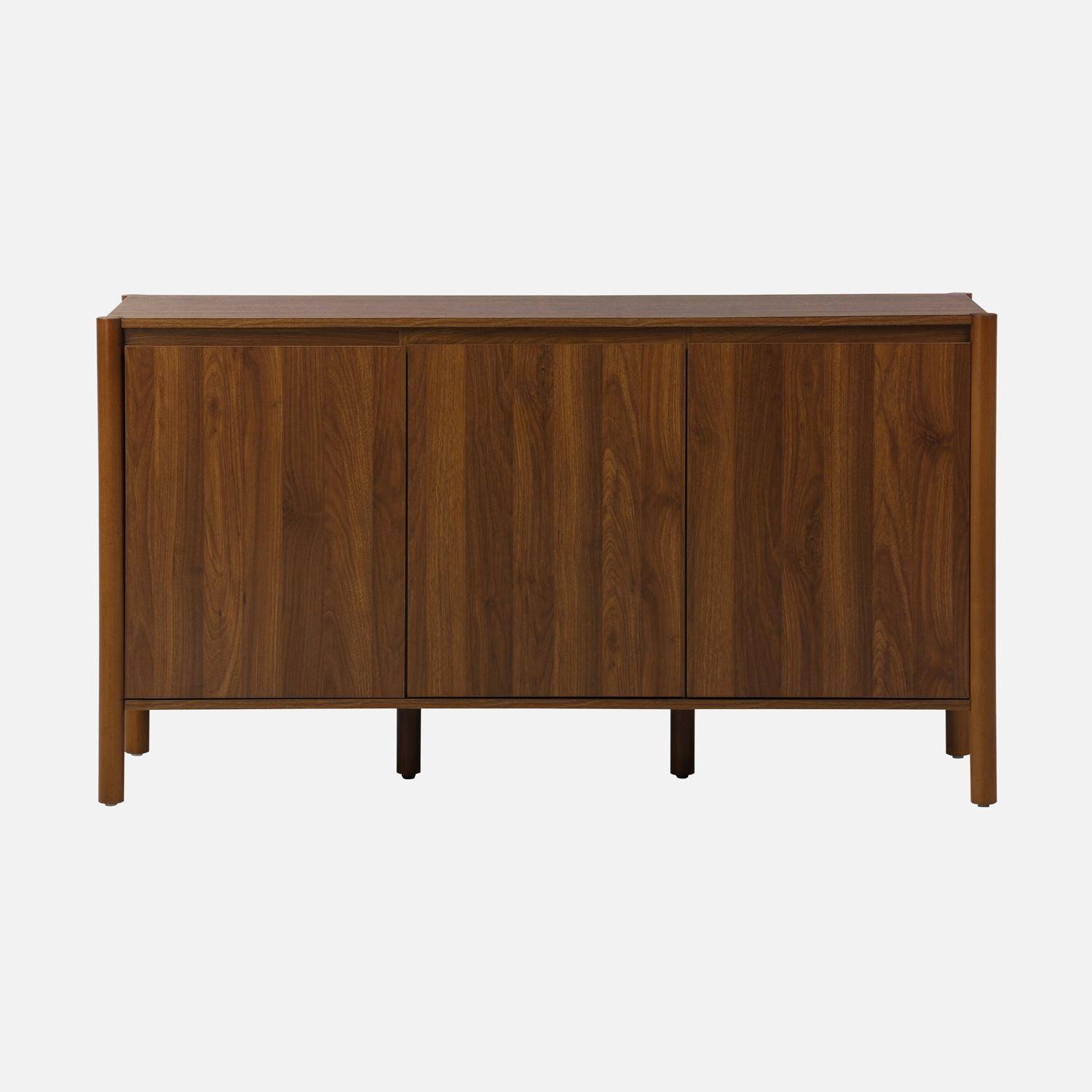 Sideboard Holzdekor 3 Türen Nussbaumfarbe - 140 x 42 x 78,5 cm - Harmony Photo2