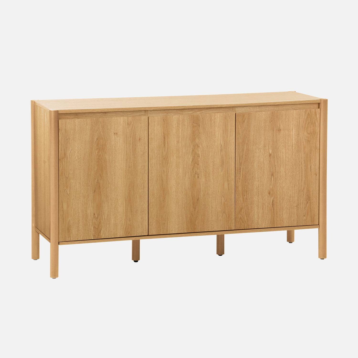 Buffet décor bois 3 portes naturel  - 140 x 42 x 78,5 cm - Harmony Photo1