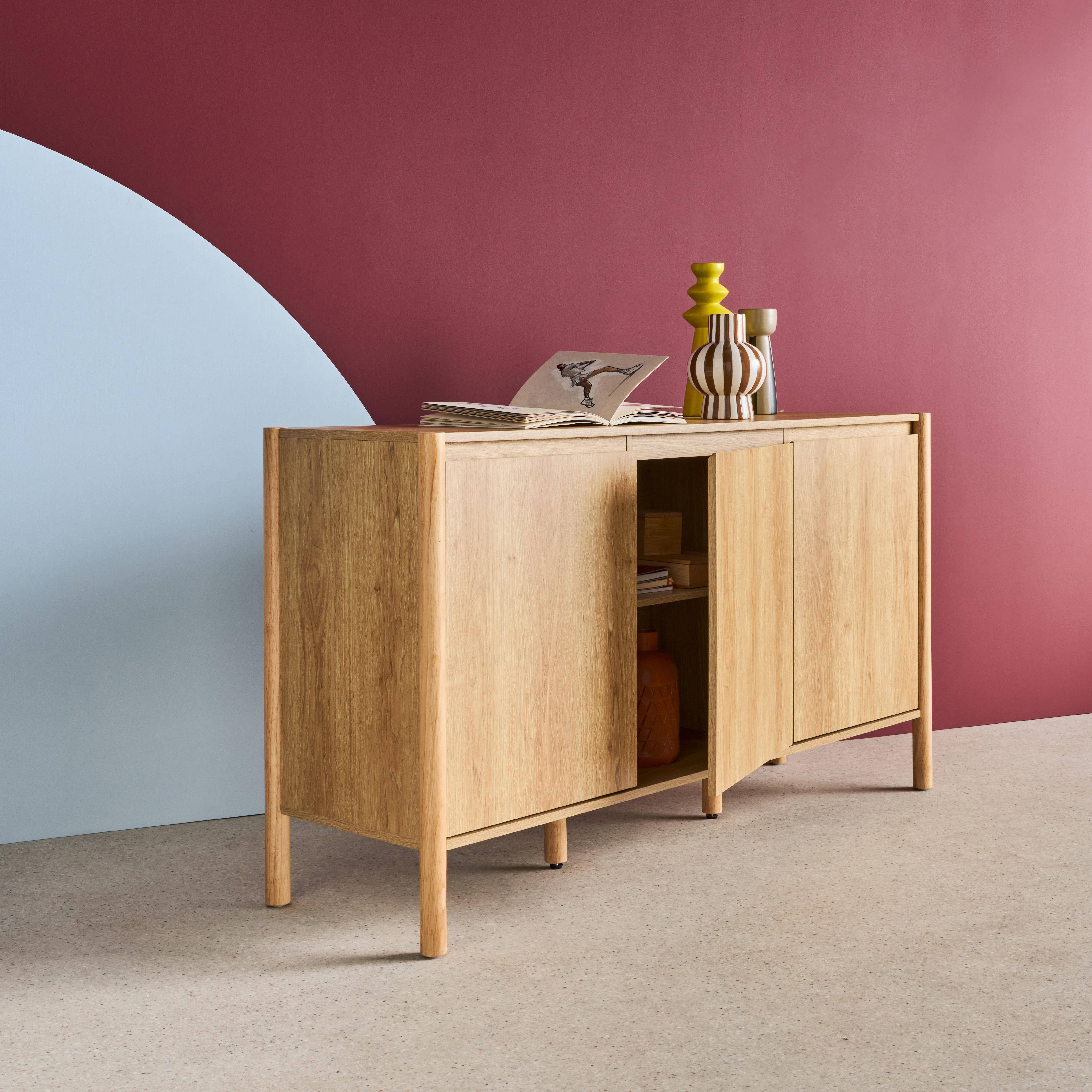 Aparador em decoração madeira de 3 portas, 140cm, Harmony, Natural, 140x42x78 cm,sweeek,Photo2