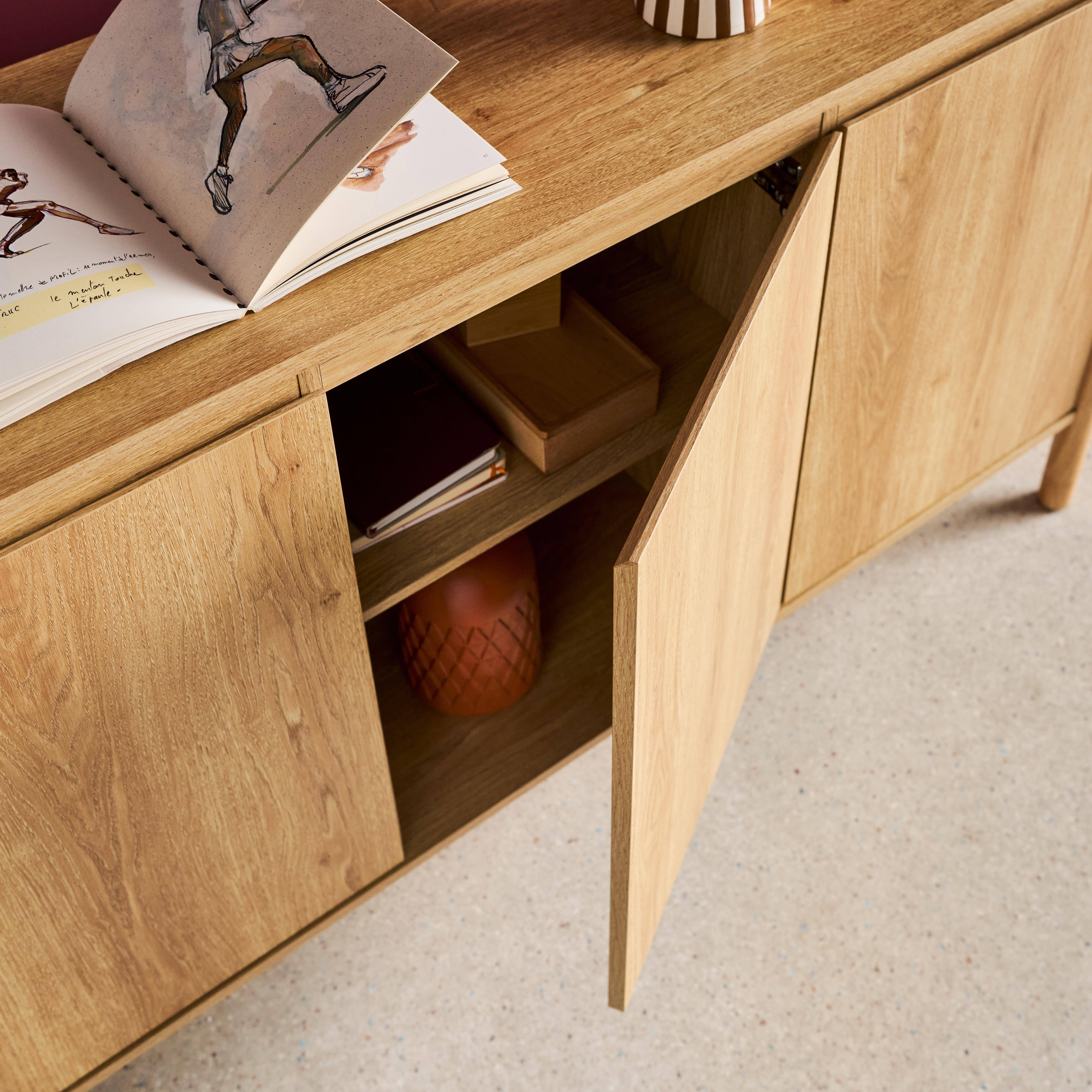 Aparador em decoração madeira de 3 portas, 140cm, Harmony, Natural, 140x42x78 cm,sweeek,Photo3