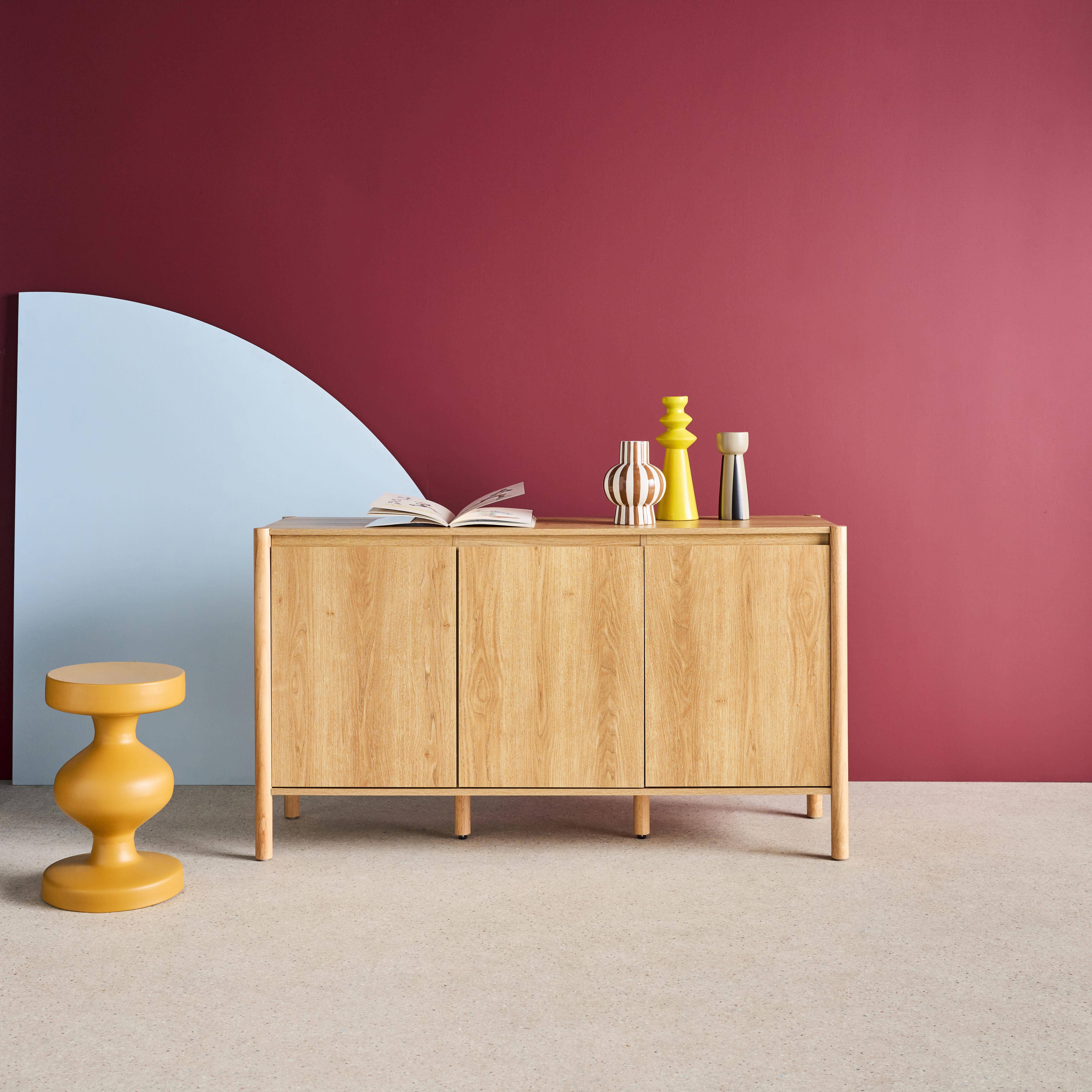 Aparador em decoração madeira de 3 portas, 140cm, Harmony, Natural, 140x42x78 cm,sweeek,Photo1