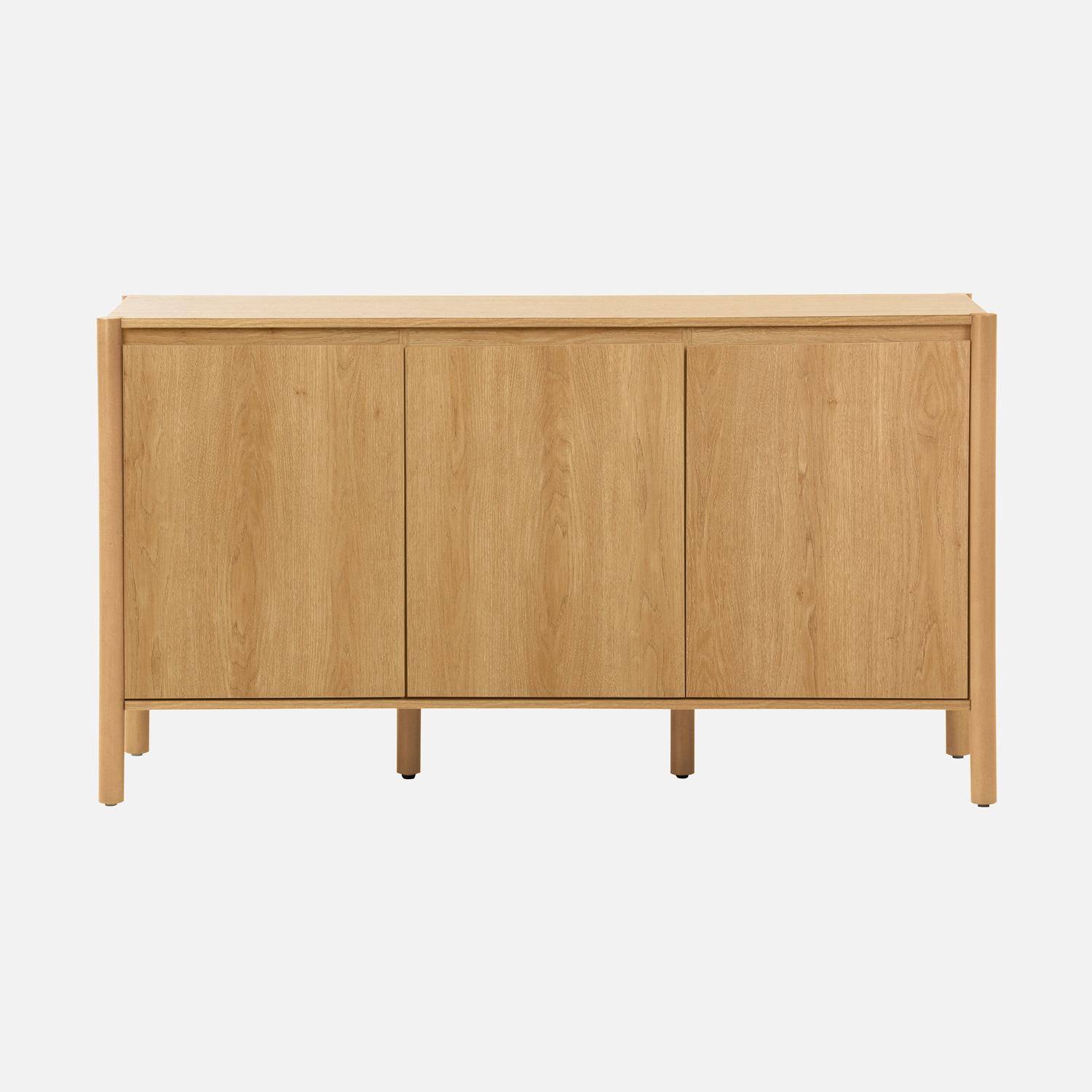 Buffet décor bois 3 portes naturel  - 140 x 42 x 78,5 cm - Harmony,sweeek,Photo2