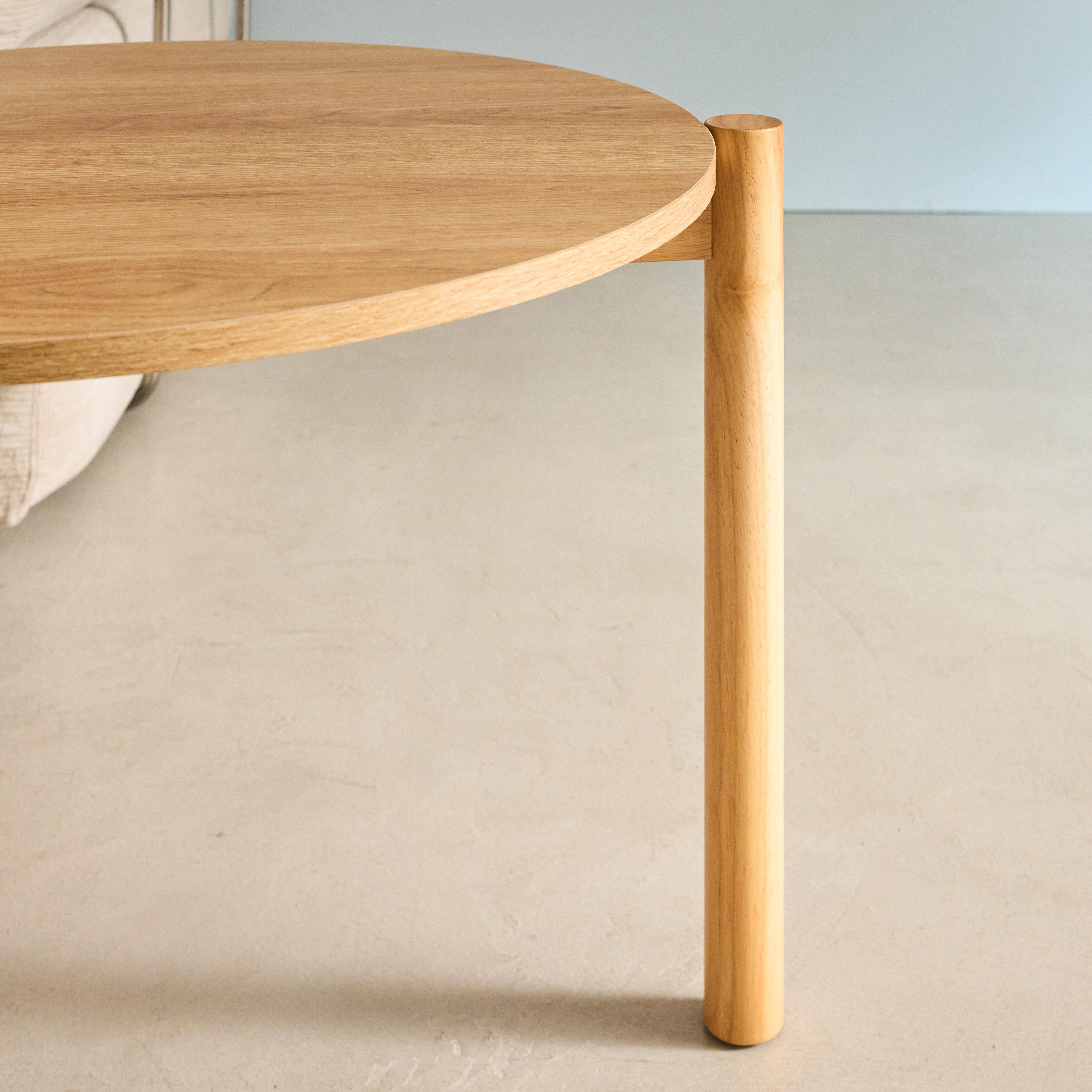 2er-Set runde Tische Holzdekor,  Füße aus Heveaholz, Naturfarbe - Harmony Photo4