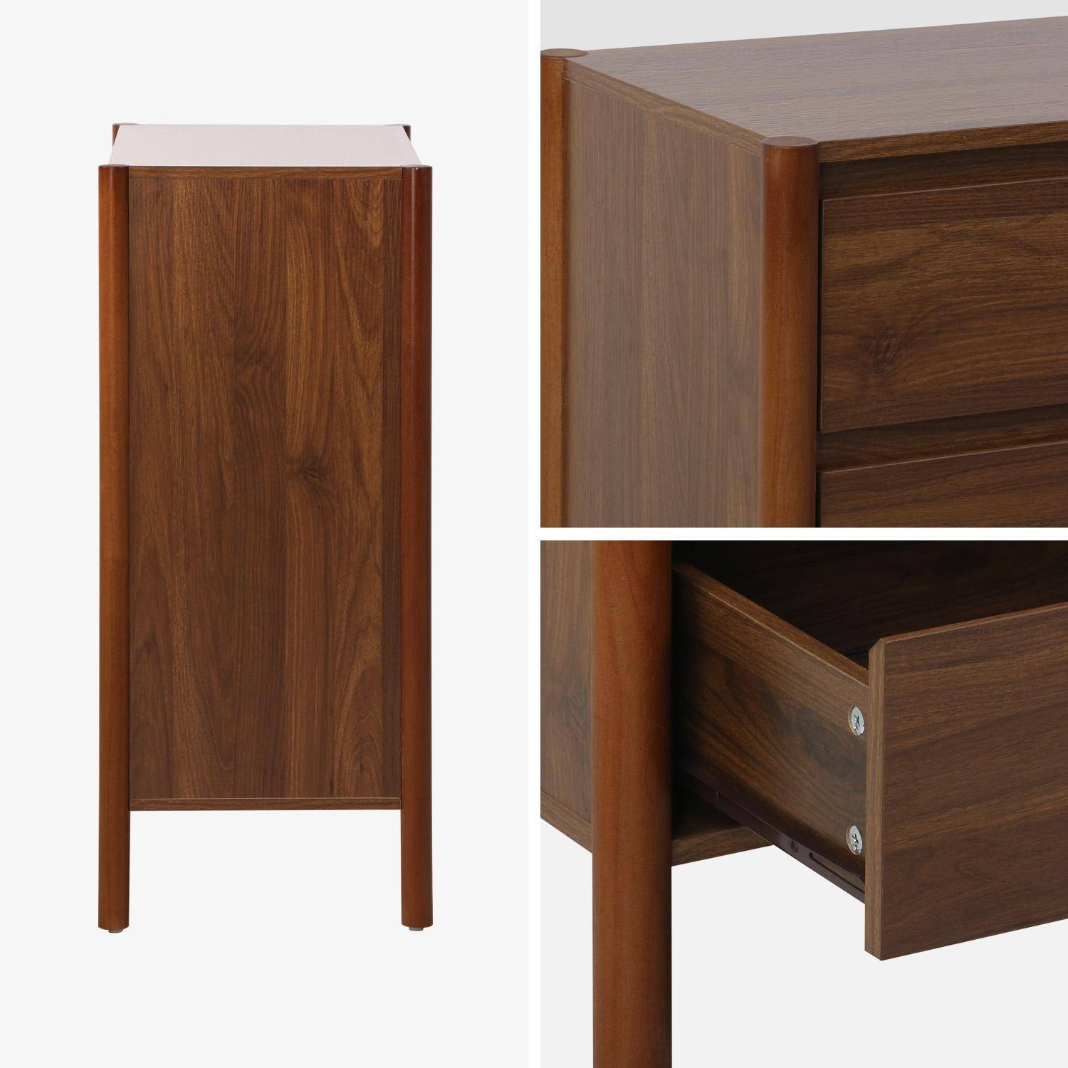 Commode décor bois 4 tiroirs noyer 80cm - 80 x 40 x 98 cm - Harmony Photo4