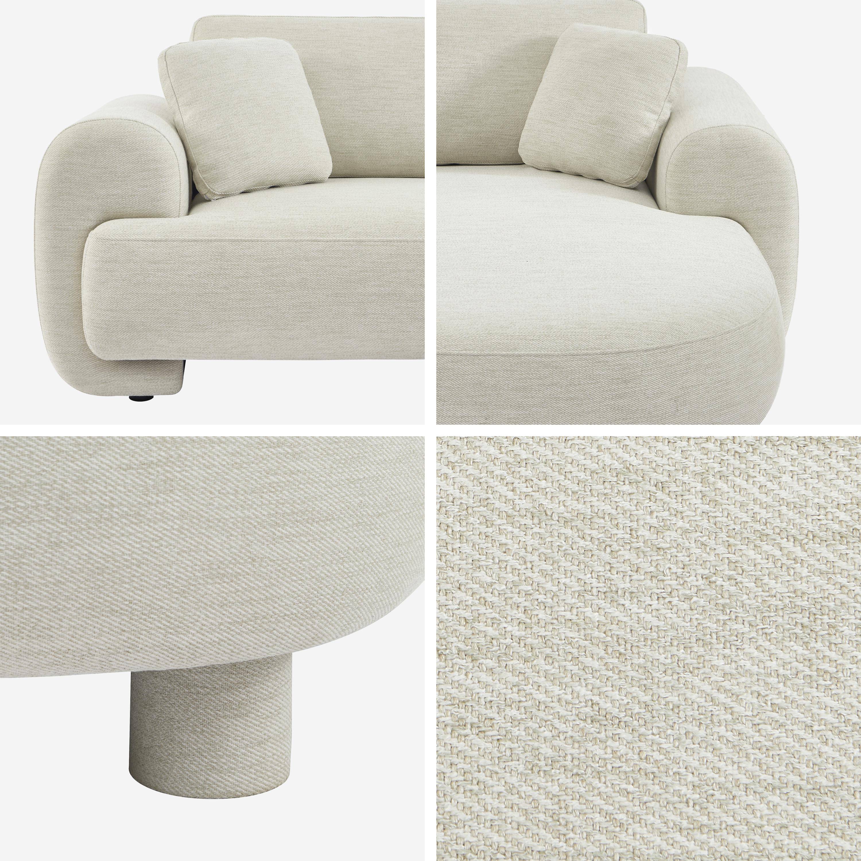 Canapé d'angle droite 3 places tissu crème, pieds ronds L 231 x P 160 / 88 cm - Zenio Photo4