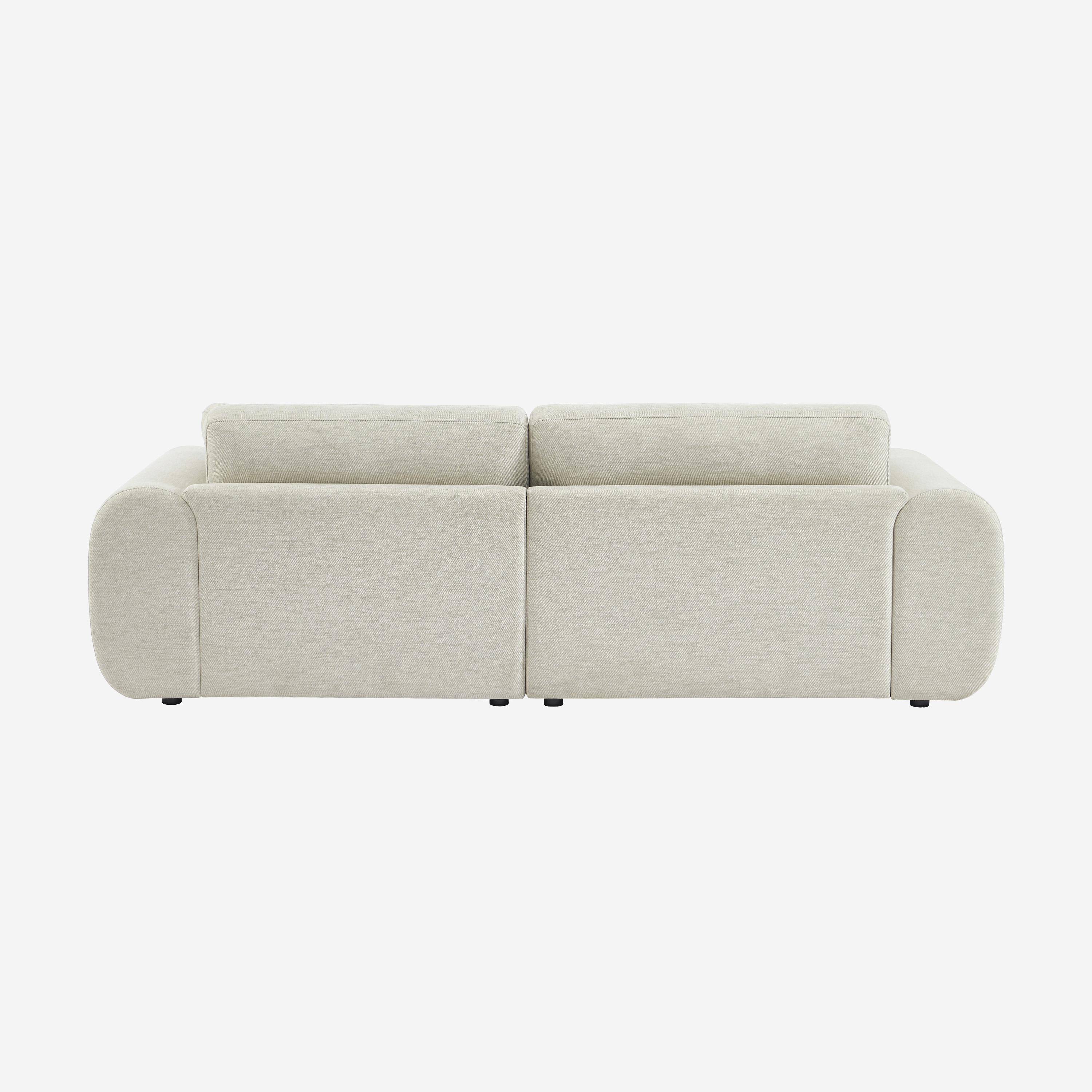 Canapé d'angle droite 3 places tissu crème, pieds ronds L 231 x P 160 / 88 cm - Zenio Photo3