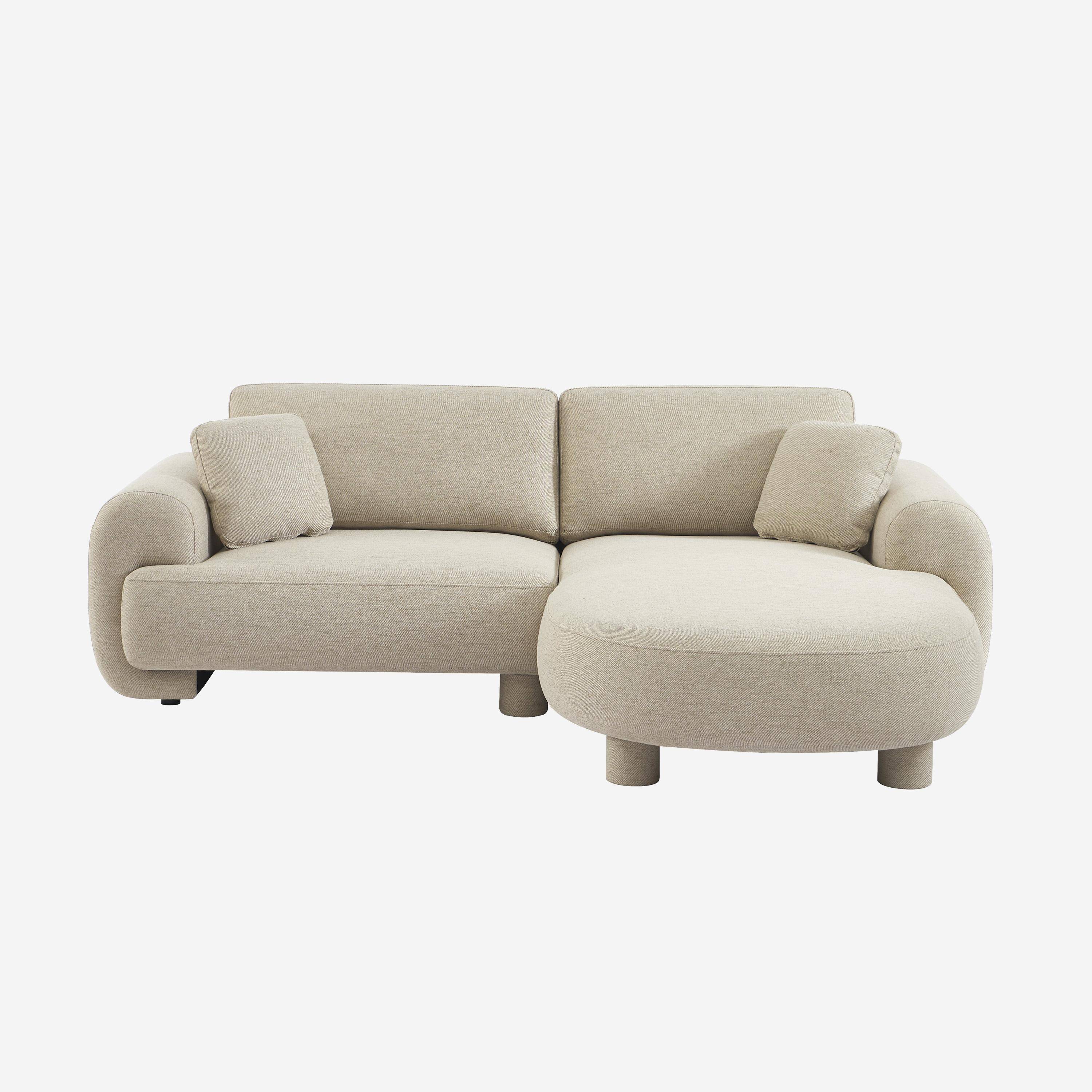 Canapé d'angle droite 3 places tissu beige, pieds ronds L 231 x P 160 / 88 cm - Zenio Photo2