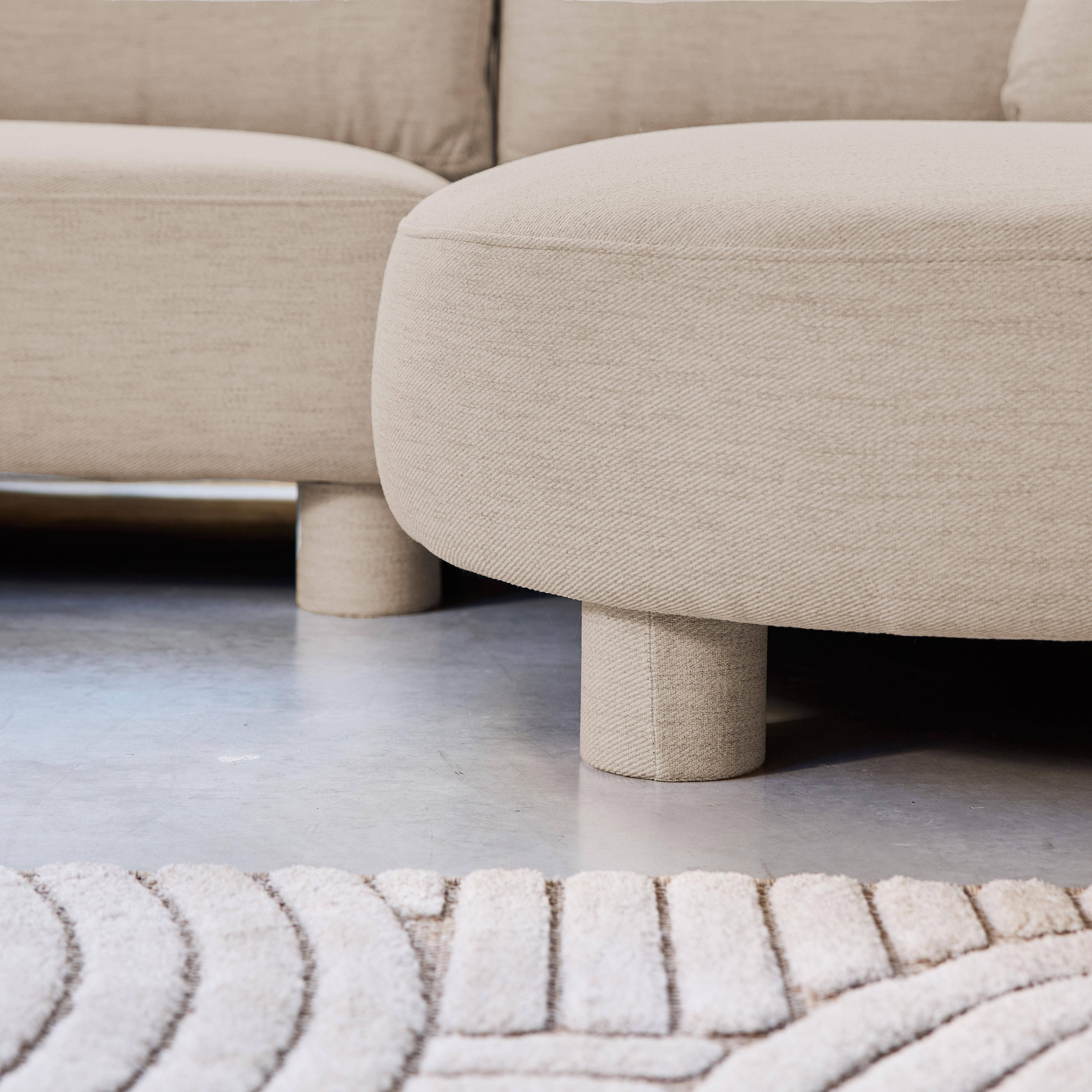 Canapé d'angle droite 3 places tissu beige, pieds ronds L 231 x P 160 / 88 cm - Zenio Photo4