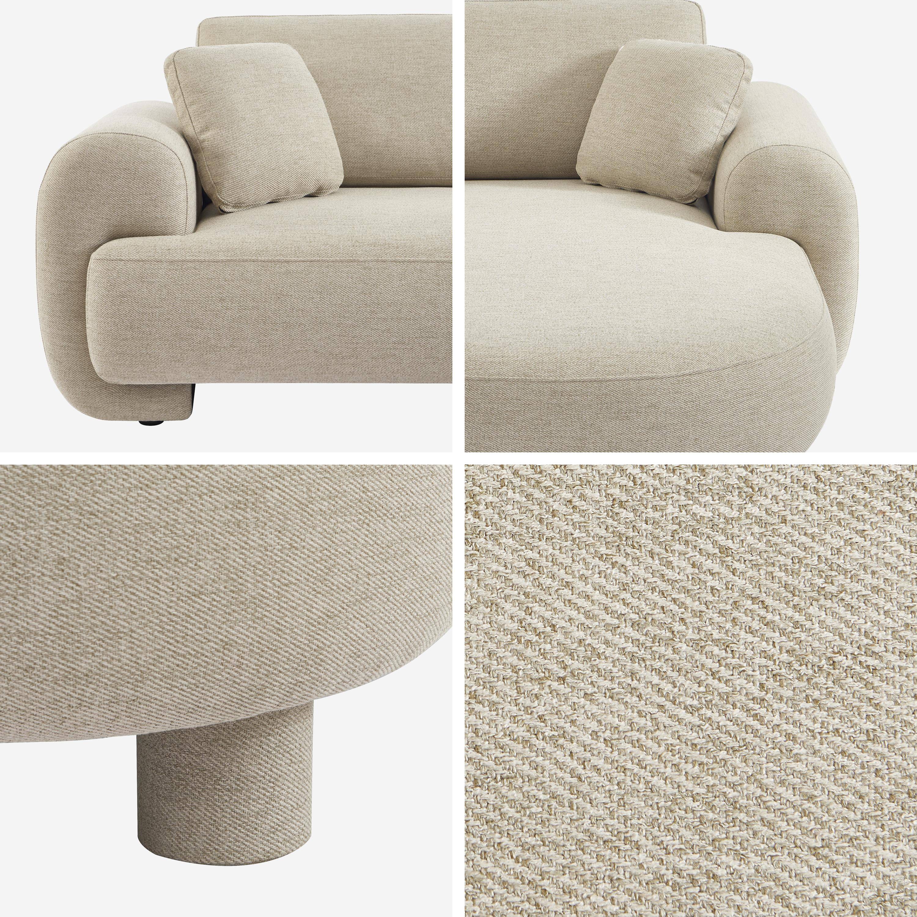 Canapé d'angle droite 3 places tissu beige, pieds ronds L 231 x P 160 / 88 cm - Zenio Photo4