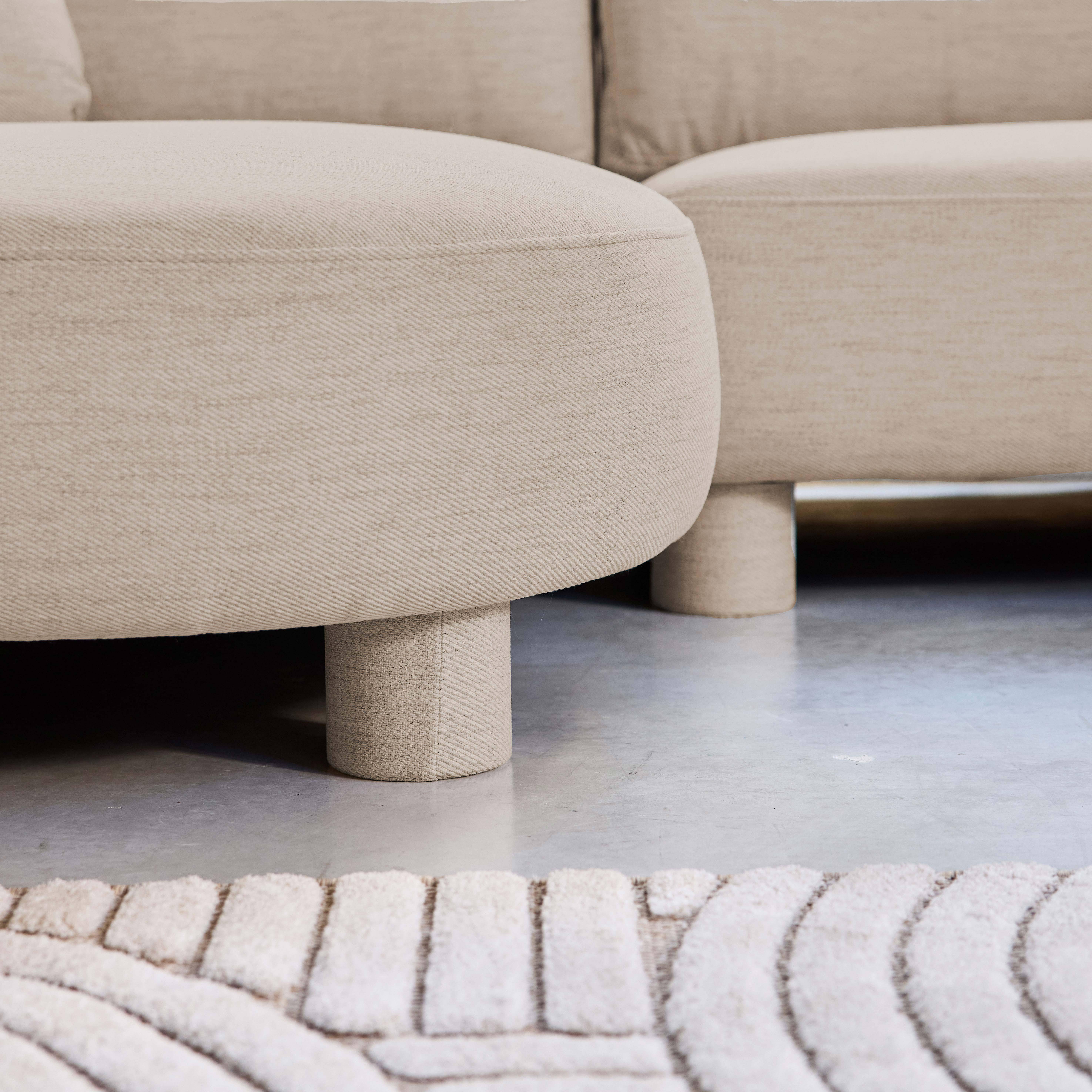 Canapé d'angle gauche 3 places tissu beige, pieds ronds L 231 x P 160 / 88 cm - Zenio Photo4