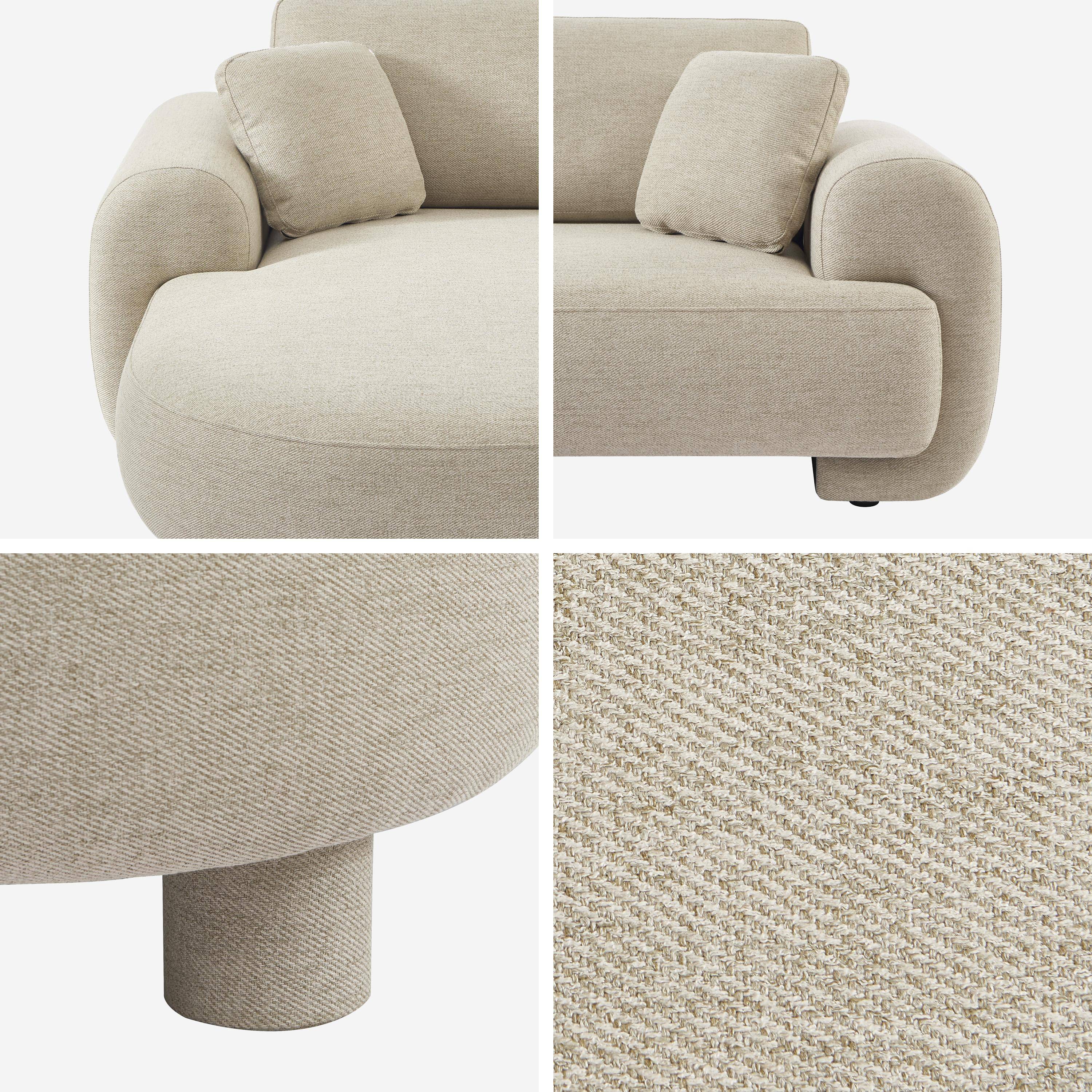 Canapé d'angle gauche 3 places tissu beige, pieds ronds L 231 x P 160 / 88 cm - Zenio Photo4
