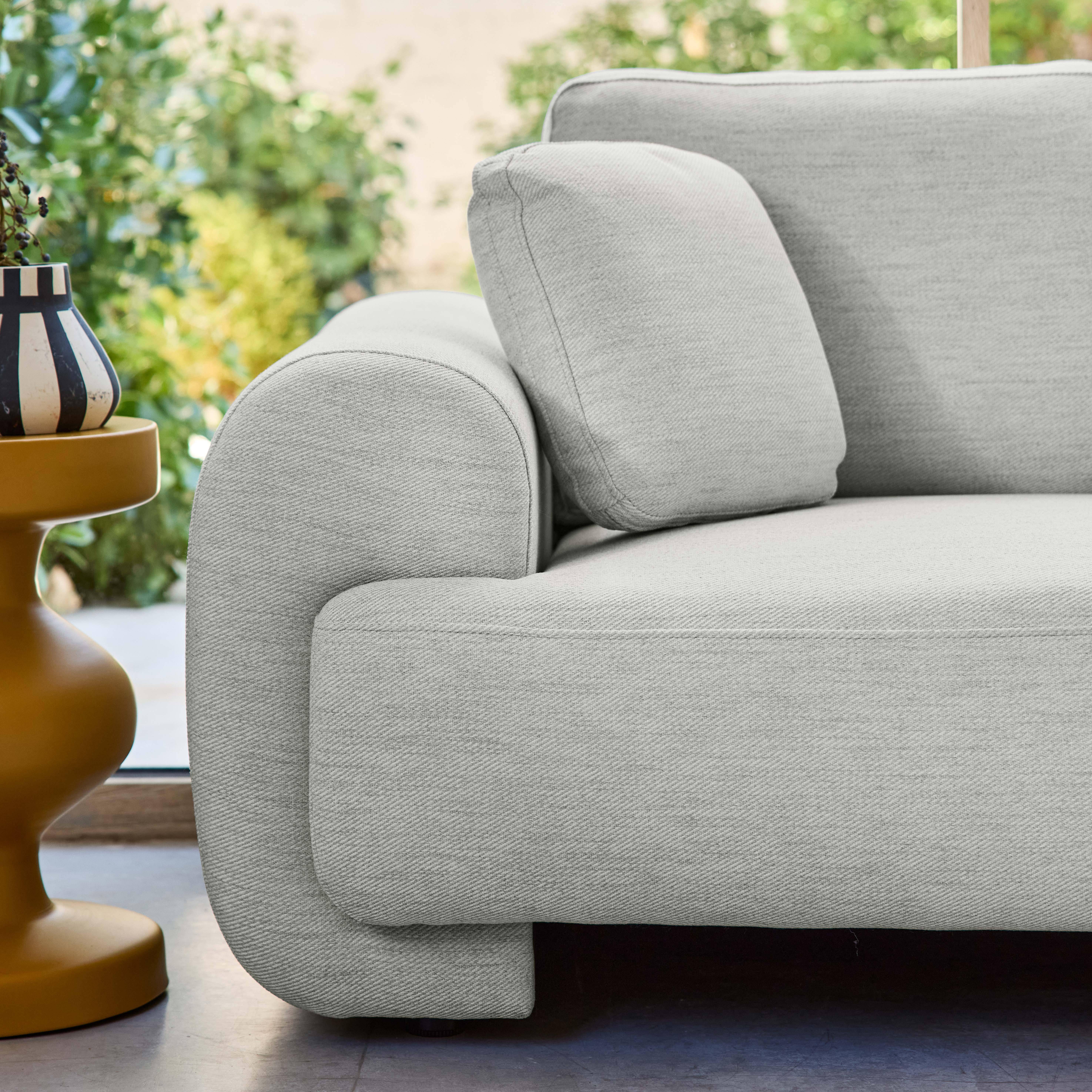 Canapé d'angle droite 3 places tissu gris clair, pieds ronds L 231 x P 160 / 88 cm - Zenio Photo3