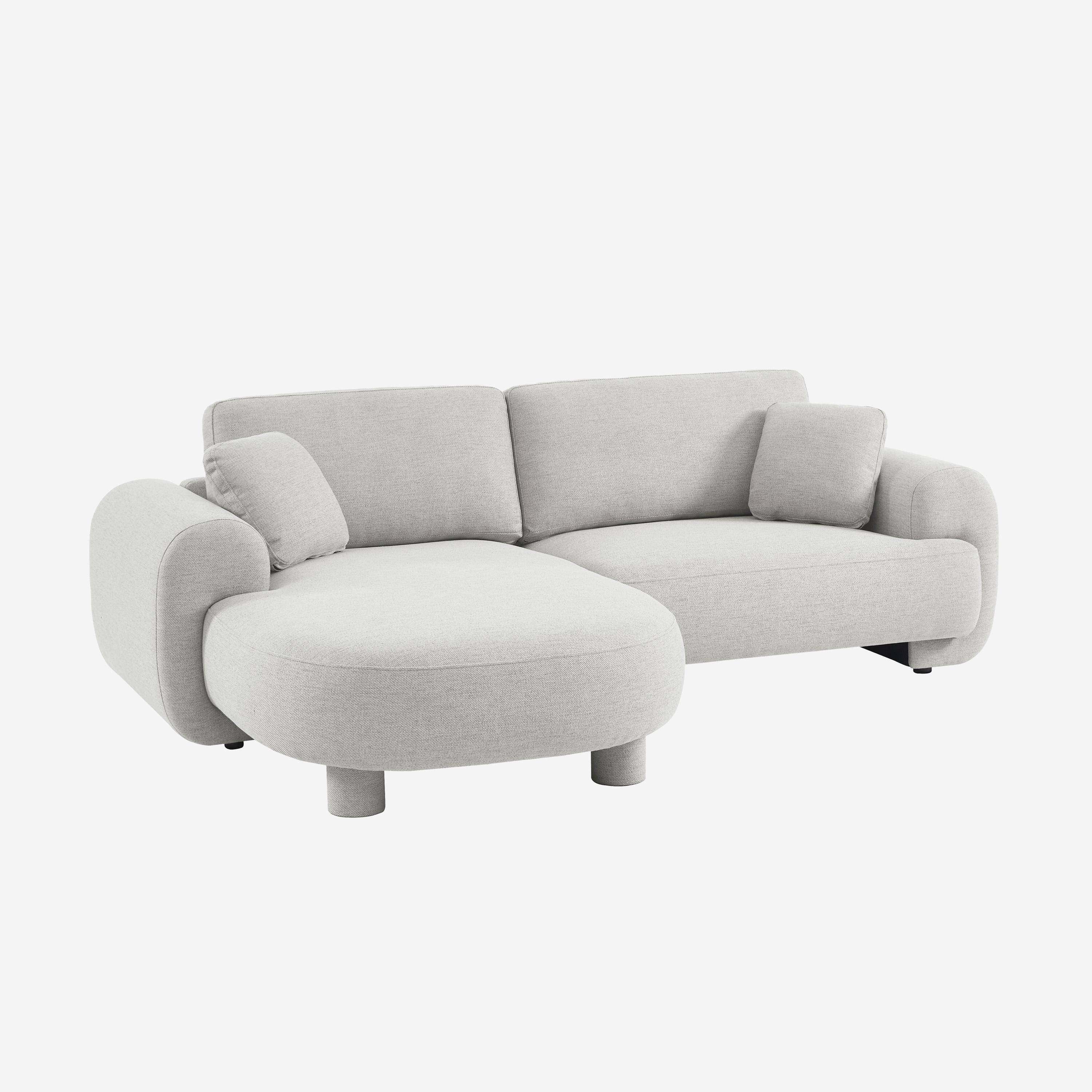 Canapé d'angle gauche 3 places tissu gris clair, pieds ronds L 231 x P 160 / 88 cm - Zenio,sweeek,Photo1