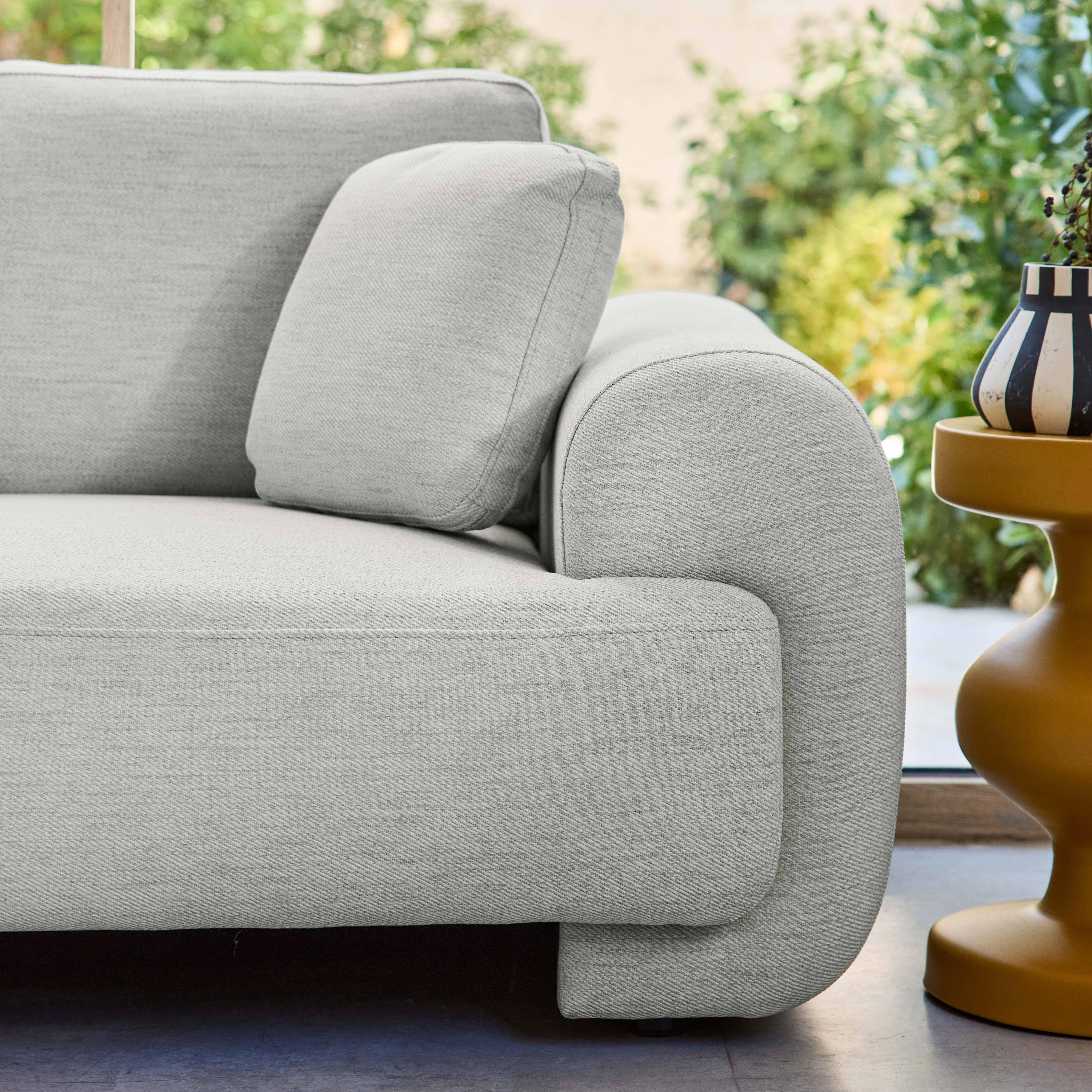 Canapé d'angle gauche 3 places tissu gris clair, pieds ronds L 231 x P 160 / 88 cm - Zenio Photo3