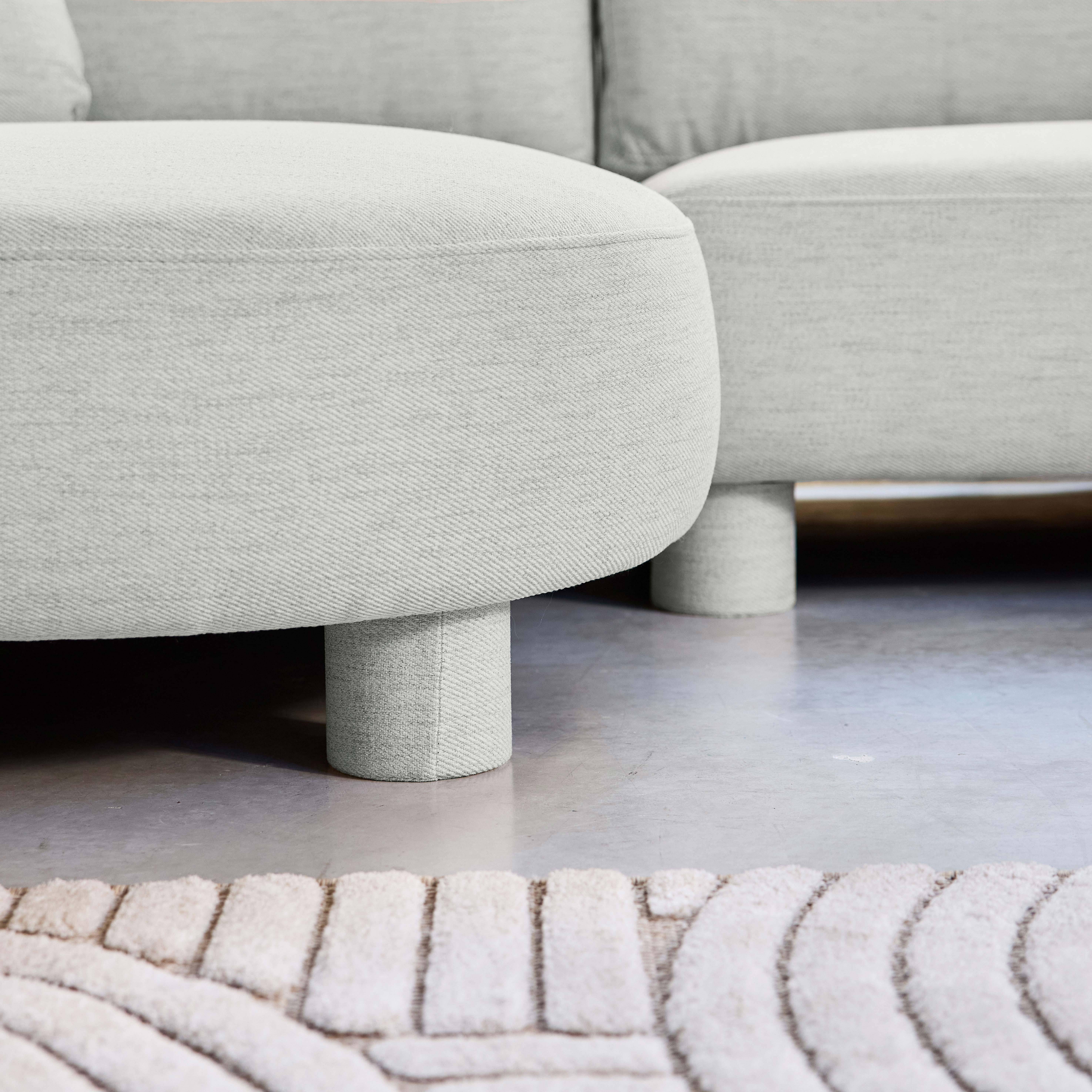 Canapé d'angle gauche 3 places tissu gris clair, pieds ronds L 231 x P 160 / 88 cm - Zenio Photo4