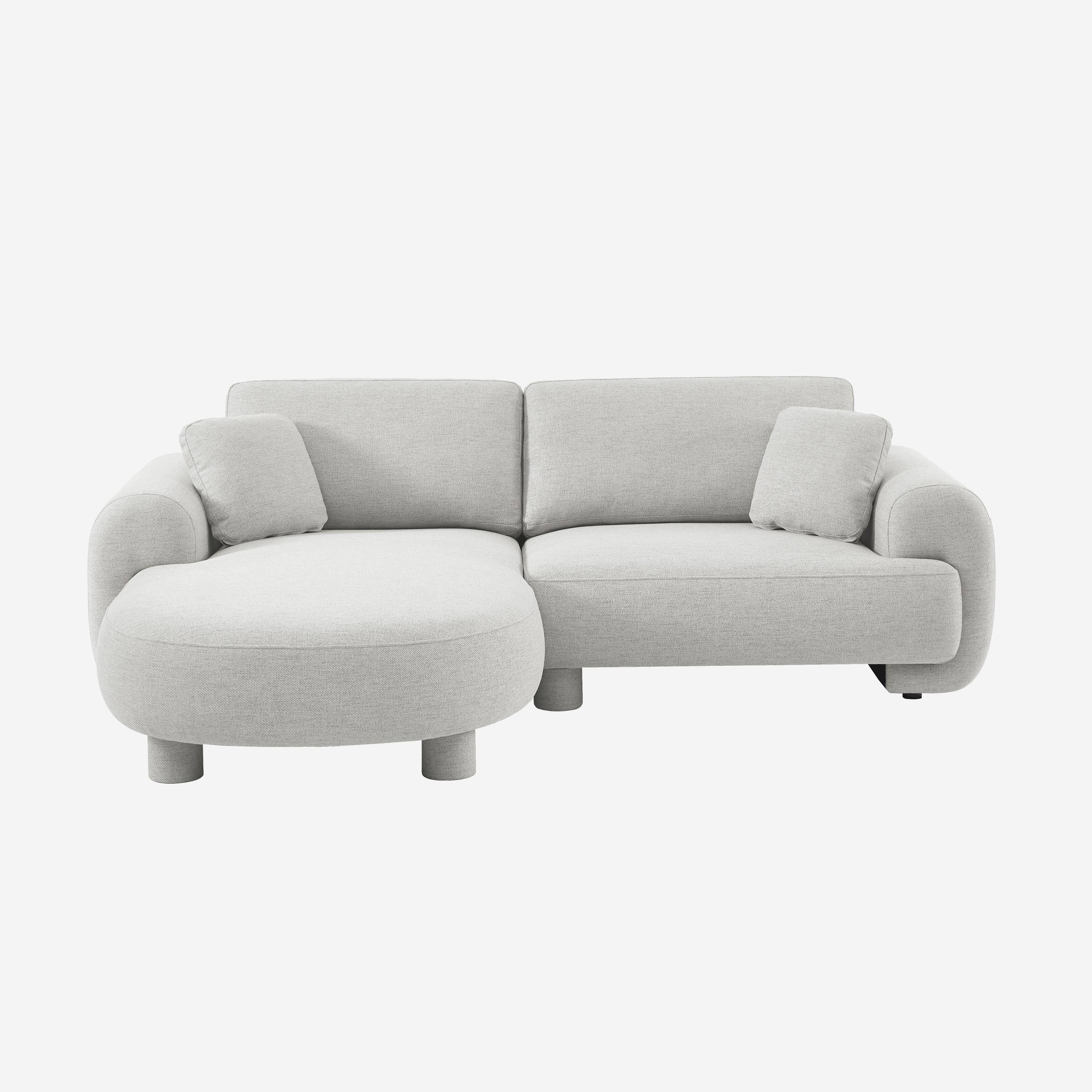 Canapé d'angle gauche 3 places tissu gris clair, pieds ronds L 231 x P 160 / 88 cm - Zenio,sweeek,Photo2