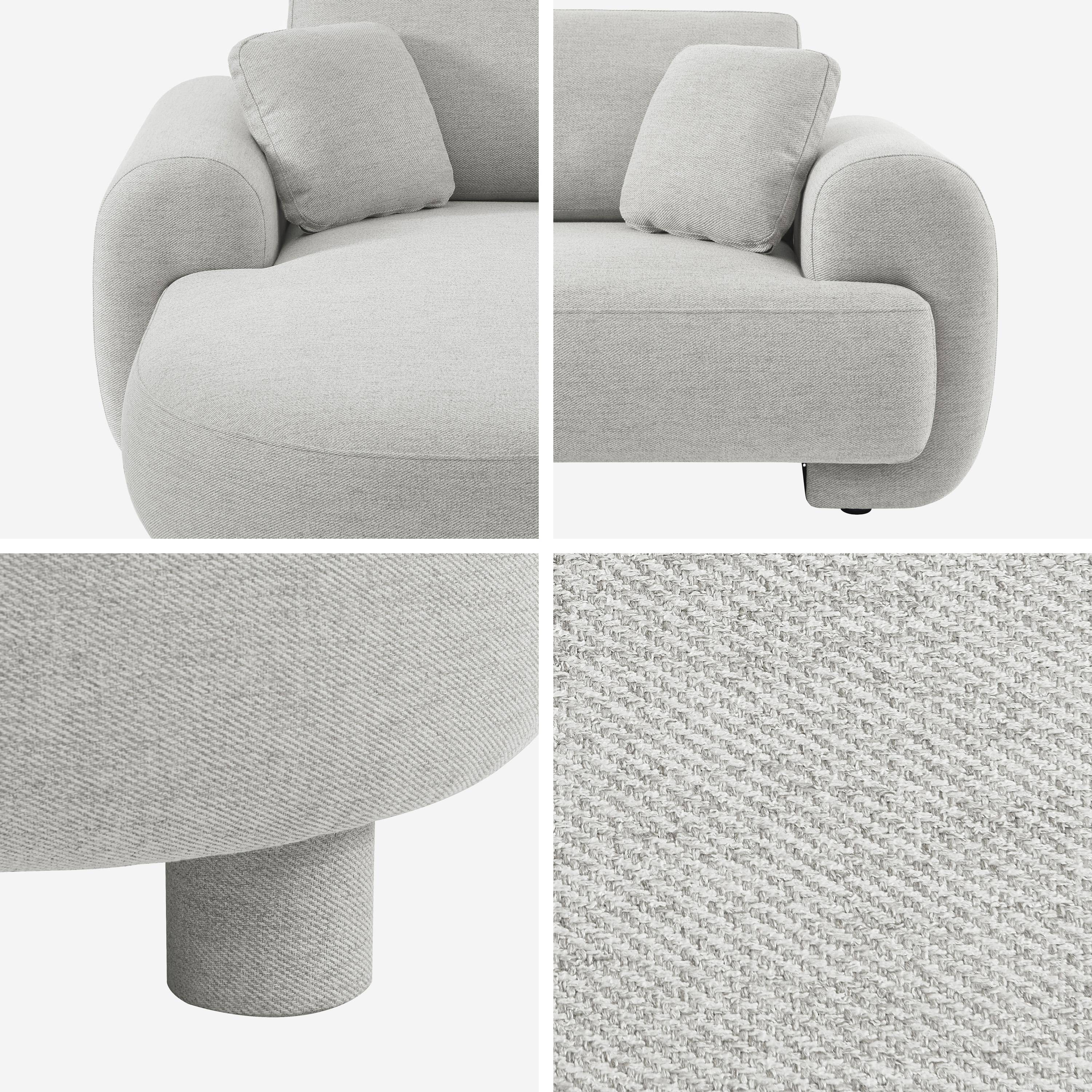 Canapé d'angle gauche 3 places tissu gris clair, pieds ronds L 231 x P 160 / 88 cm - Zenio Photo4