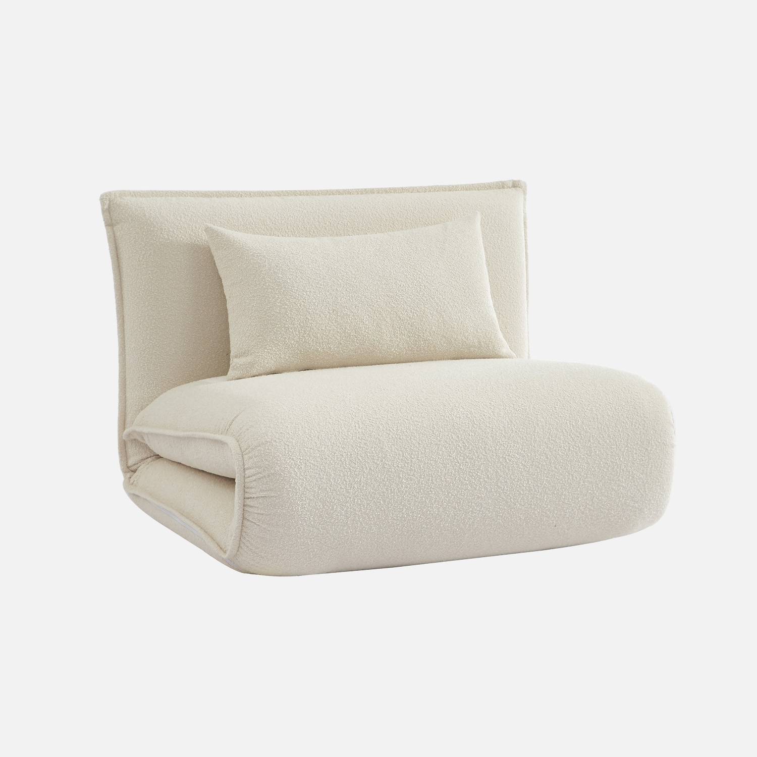 Sillón convertible 1 plaza en borreguito, Blanco roto