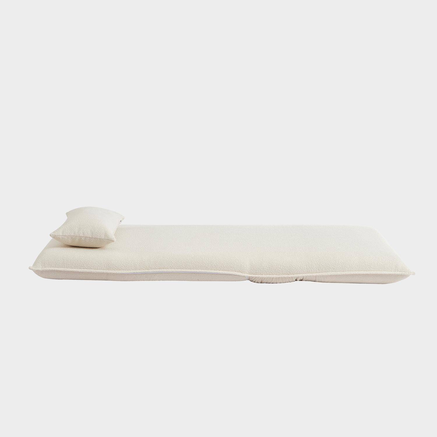 Sillón convertible 1 plaza en borreguito, Fleeep, Blanco roto, 200x99x66 cm,sweeek,Photo6