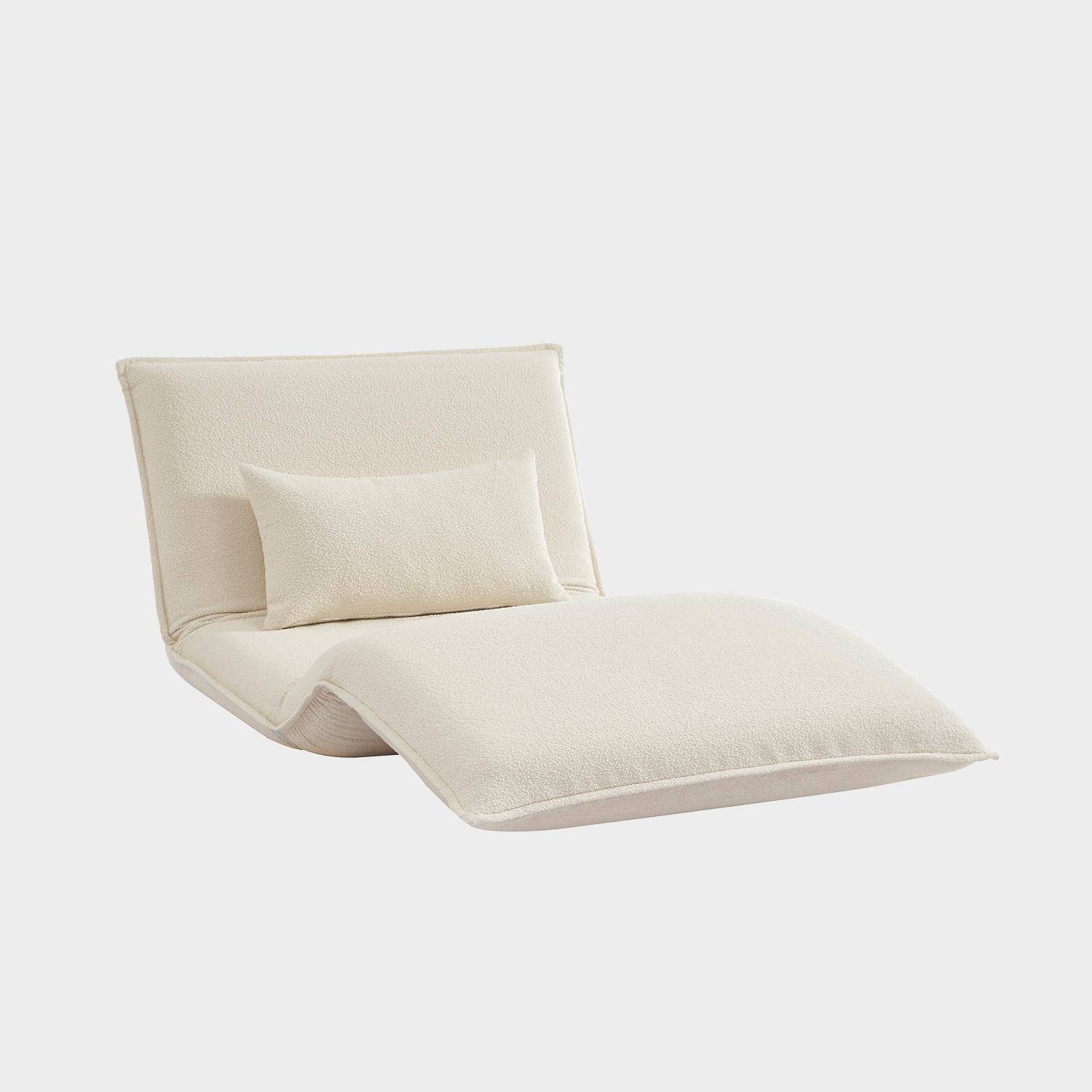 Sillón convertible 1 plaza en borreguito, Fleeep, Blanco roto, 200x99x66 cm Photo3