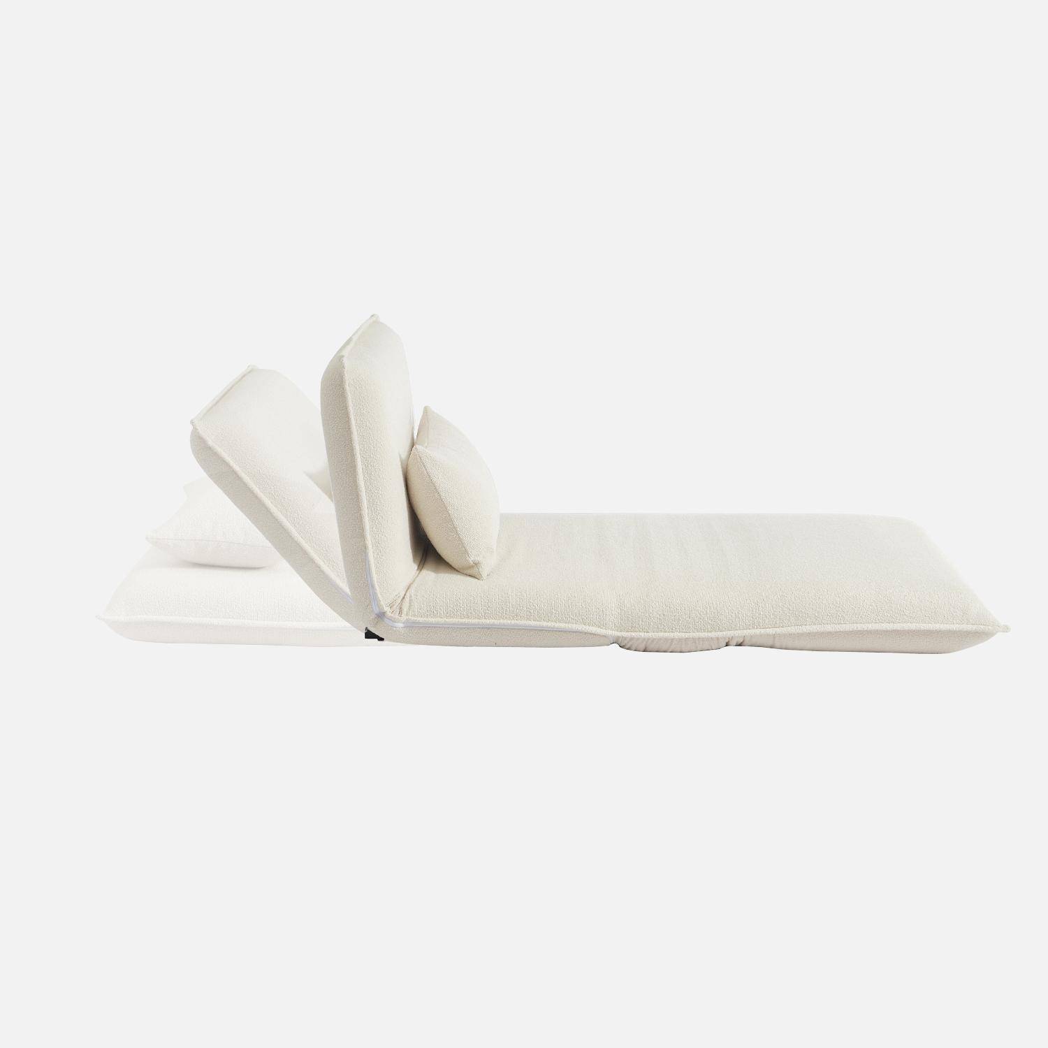 Sillón convertible 1 plaza en borreguito, Fleeep, Blanco roto, 200x99x66 cm Photo5