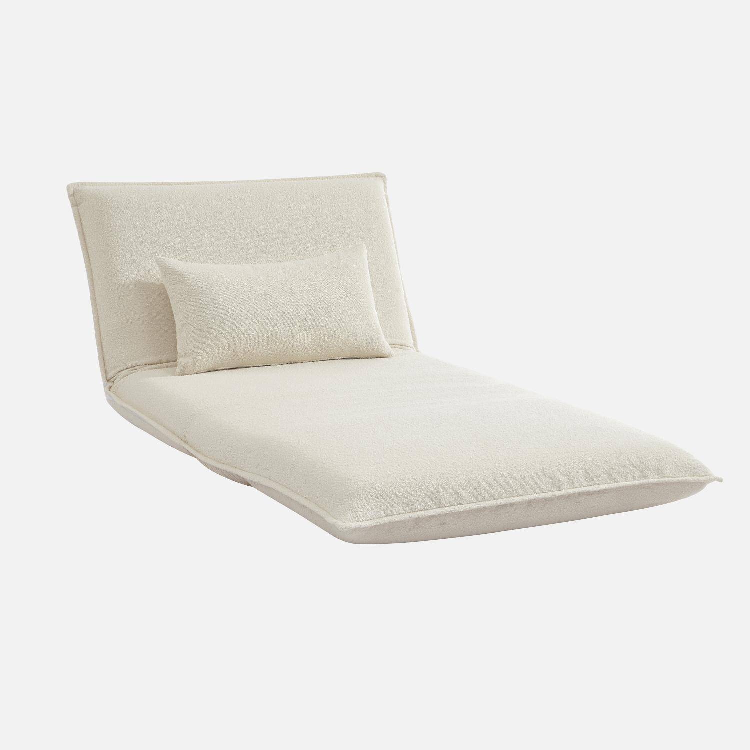 Sillón convertible 1 plaza en borreguito, Fleeep, Blanco roto, 200x99x66 cm Photo4