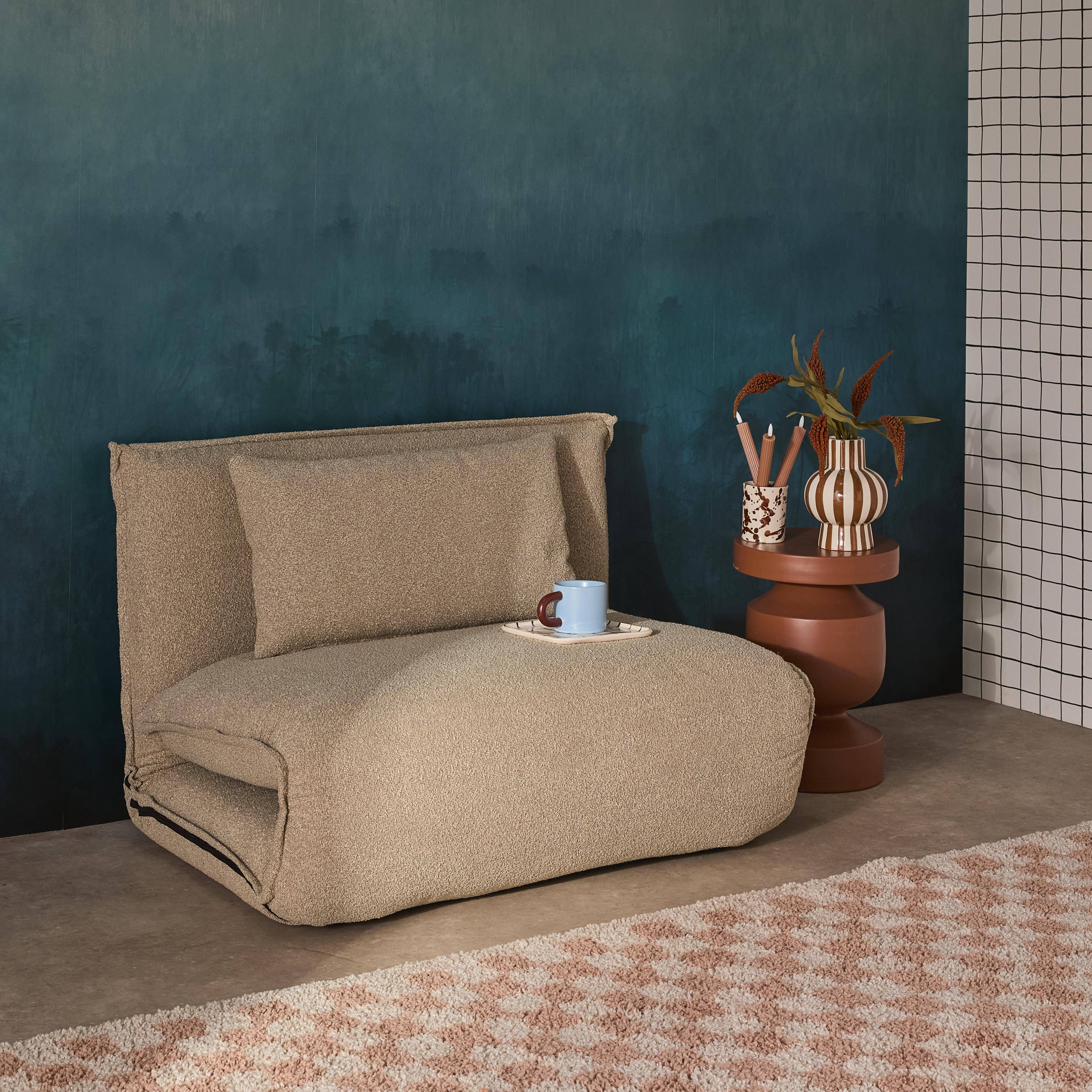 Sillón convertible en borreguito de 1 plaza , Fleeep, Beige, 200x99x66 cm Photo2