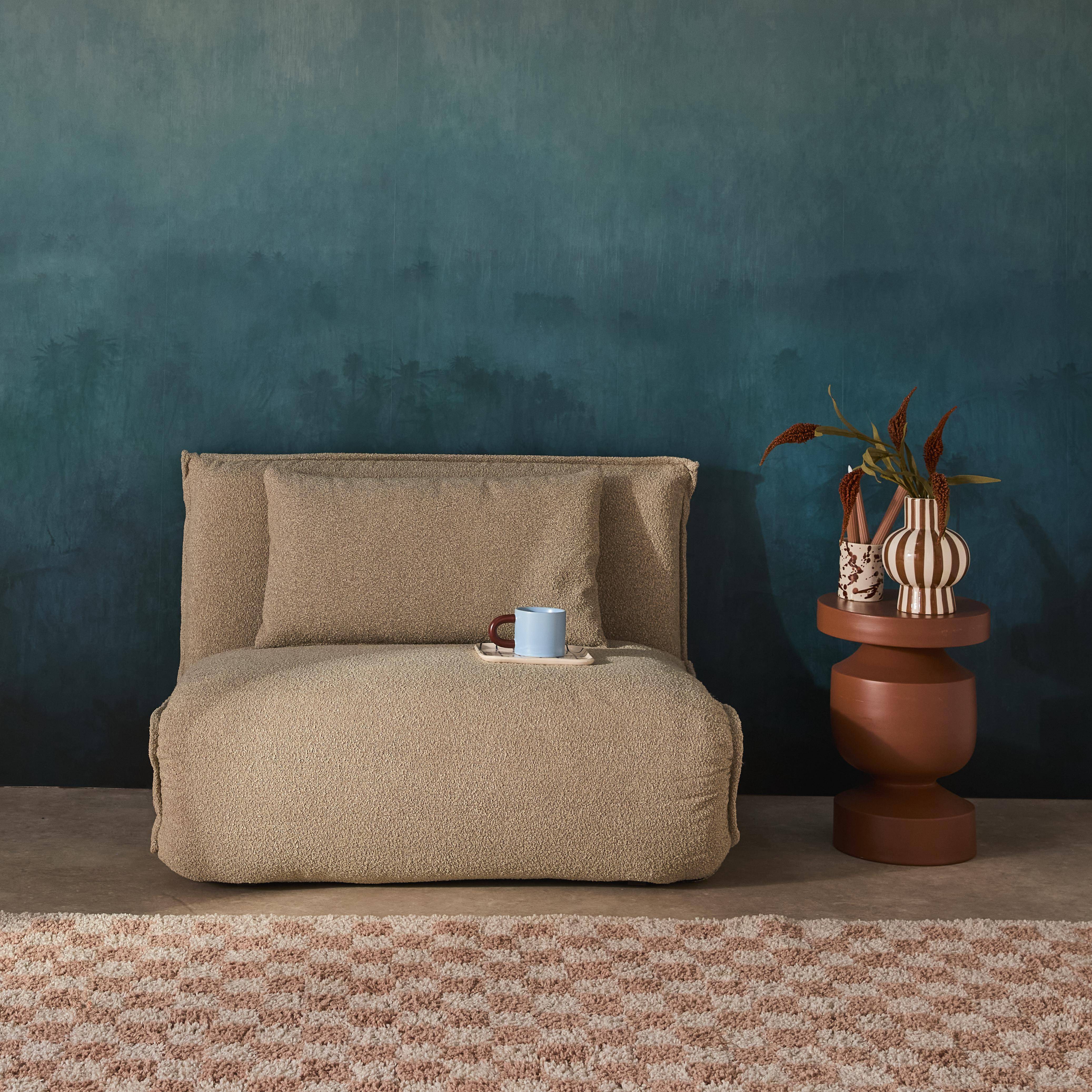 Sillón convertible en borreguito de 1 plaza , Fleeep, Beige, 200x99x66 cm Photo1