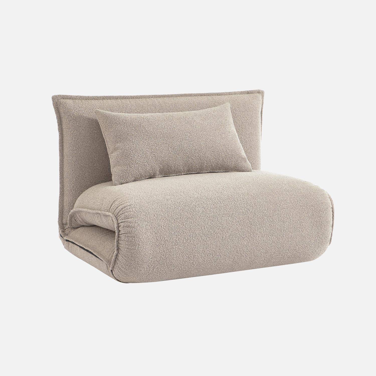 Sillón convertible en borreguito de 1 plaza , Fleeep, Beige, 200x99x66 cm,sweeek,Photo5
