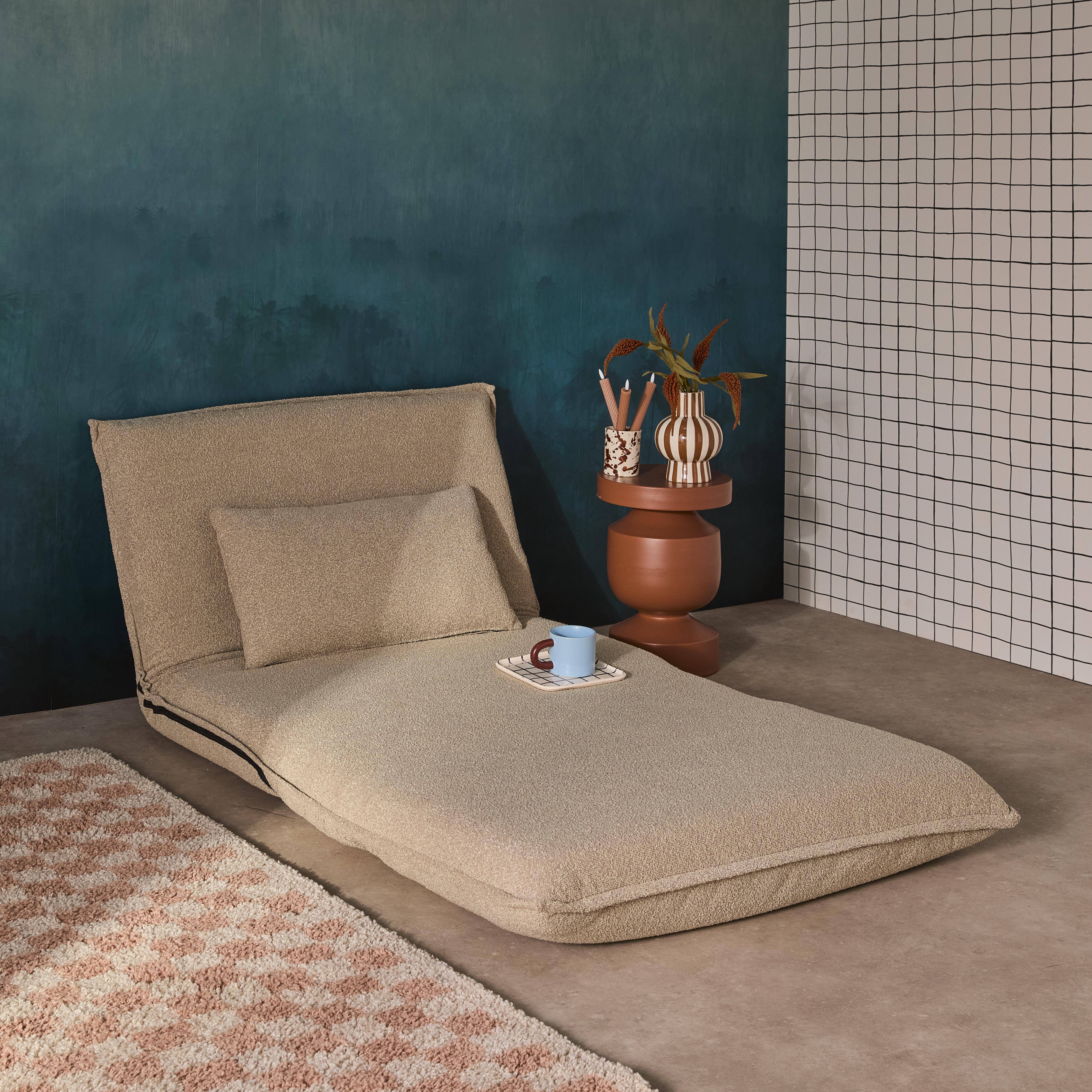 Sillón convertible en borreguito de 1 plaza , Fleeep, Beige, 200x99x66 cm,sweeek,Photo3