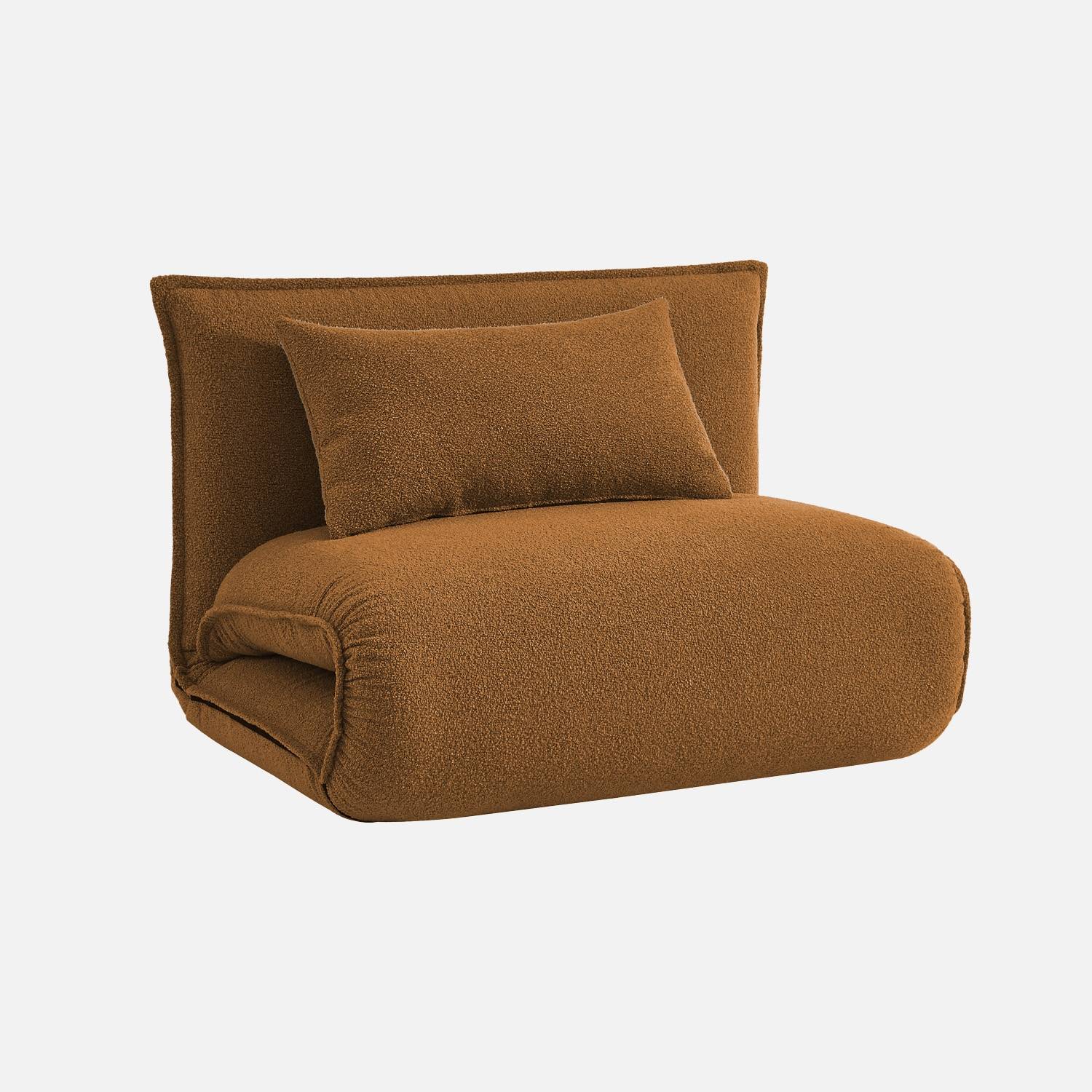 Sillón convertible 1 plaza en borreguito, Mostaza