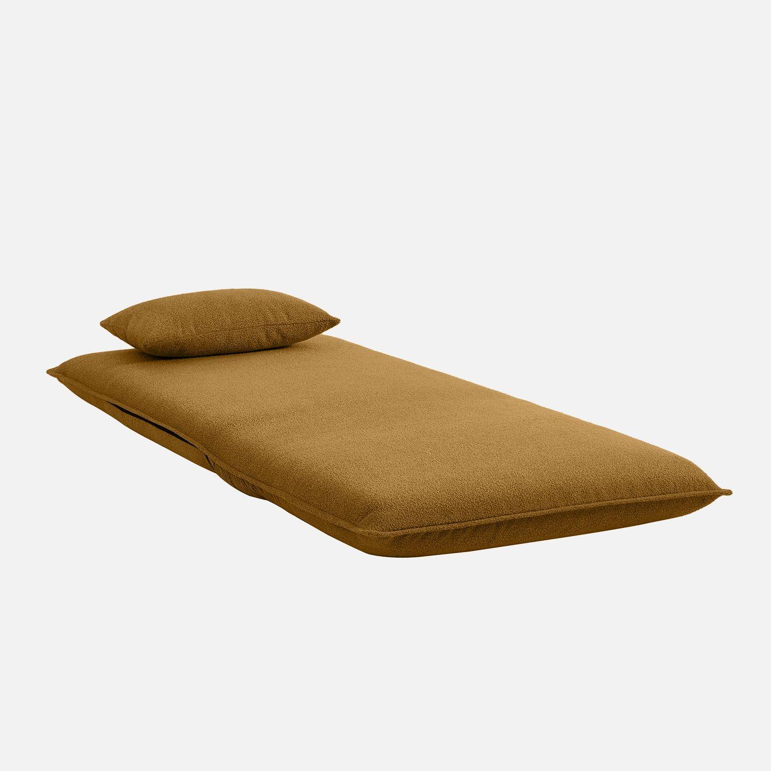 Sillón convertible 1 plaza en borreguito, Fleeep, Mostaza, 200x99x66 cm Photo6