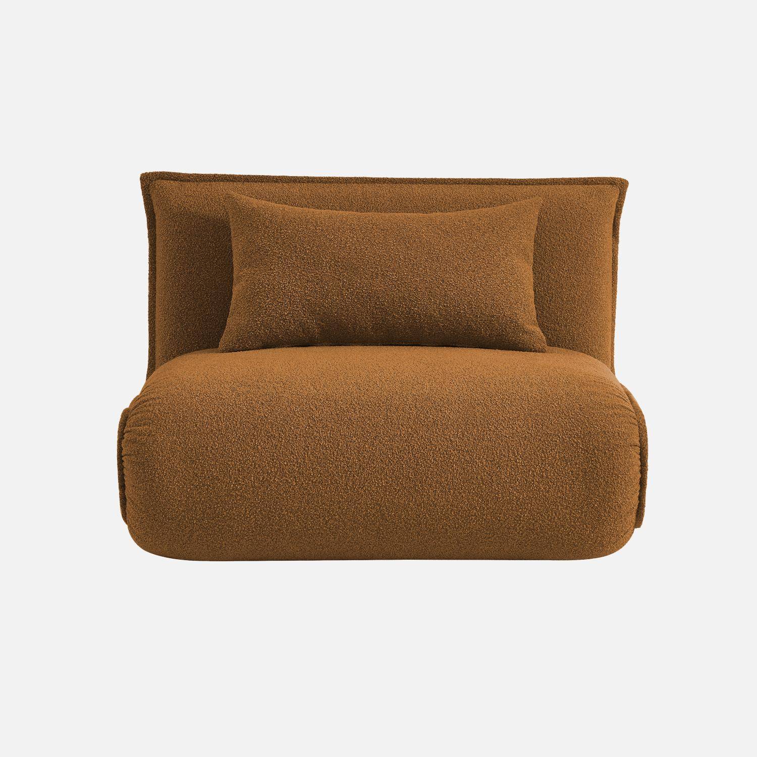 Sillón convertible 1 plaza en borreguito, Fleeep, Mostaza, 200x99x66 cm Photo2