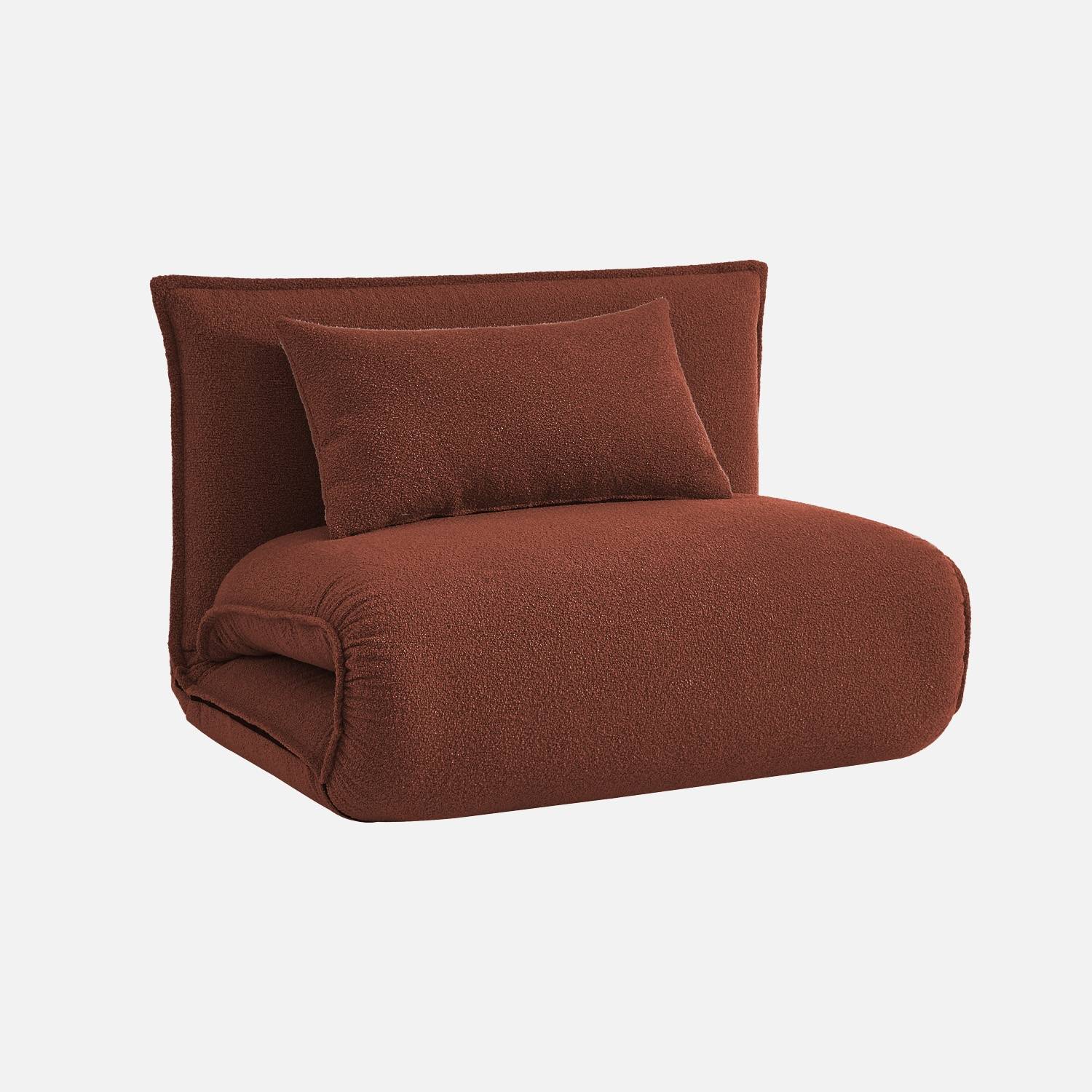 Sillón convertible 1 plaza en borreguito, Terracotta