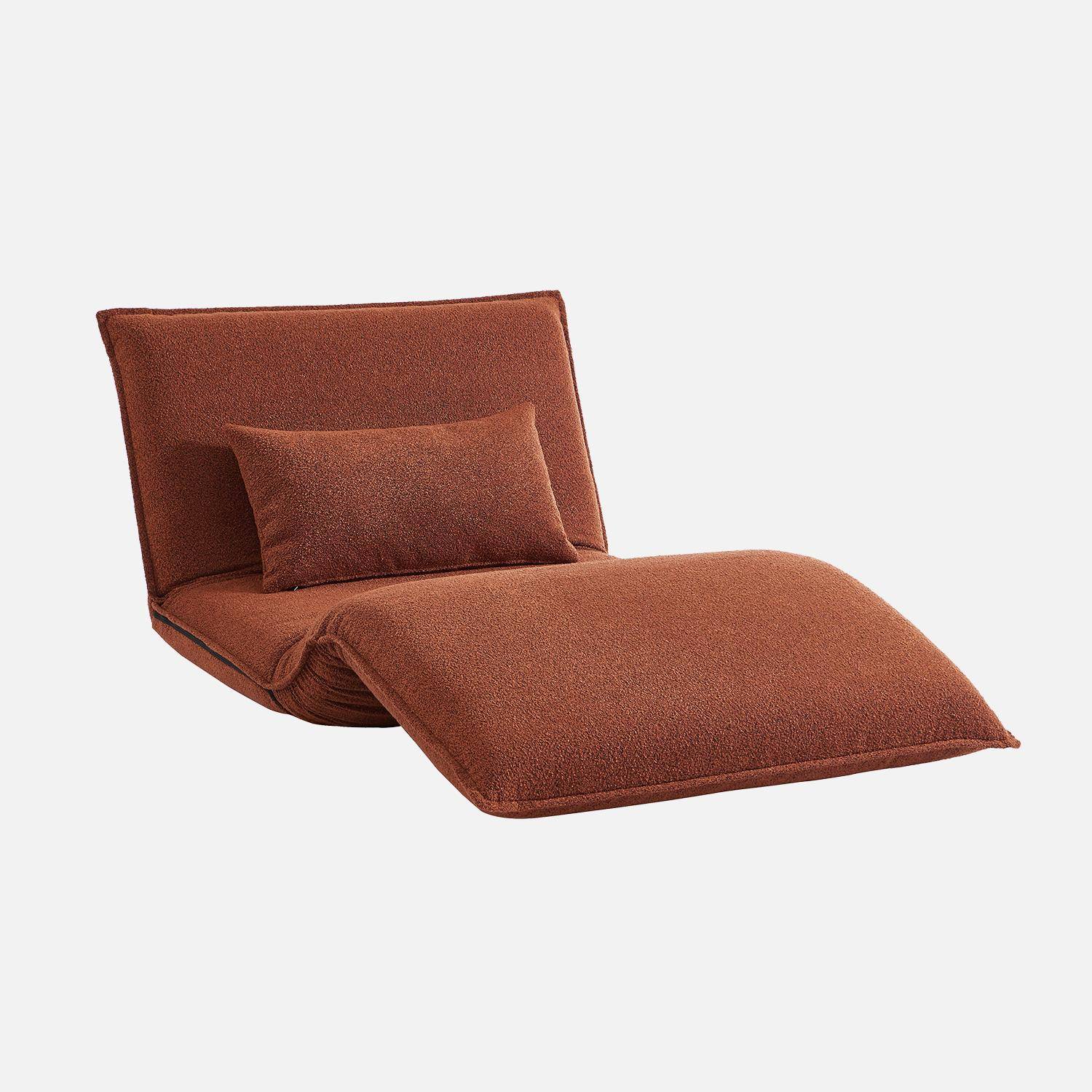 Sillón convertible 1 plaza en borreguito, Fleeep, Terracotta, 200x99x66 cm Photo3