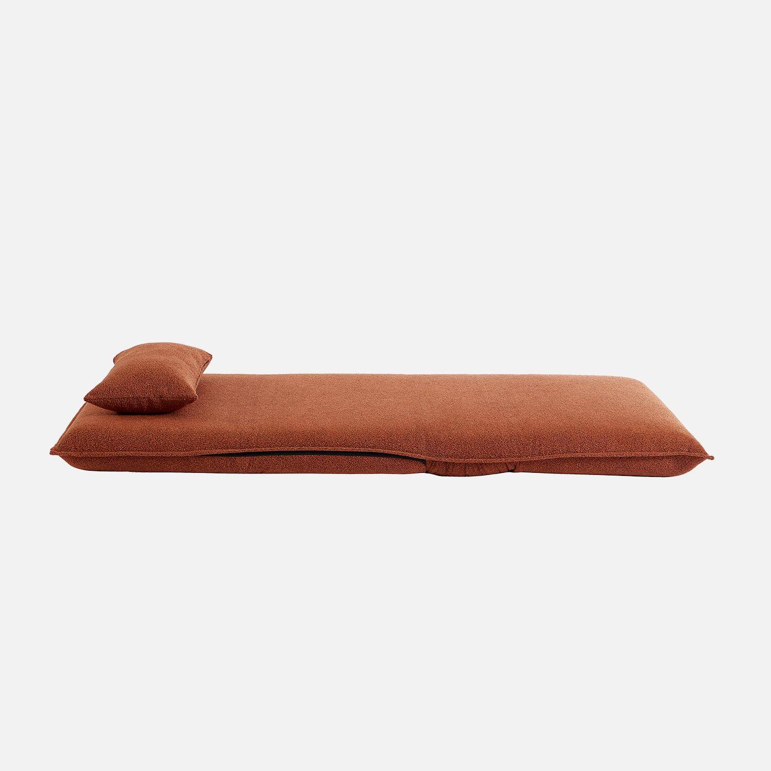 Sillón convertible 1 plaza en borreguito, Fleeep, Terracotta, 200x99x66 cm Photo6