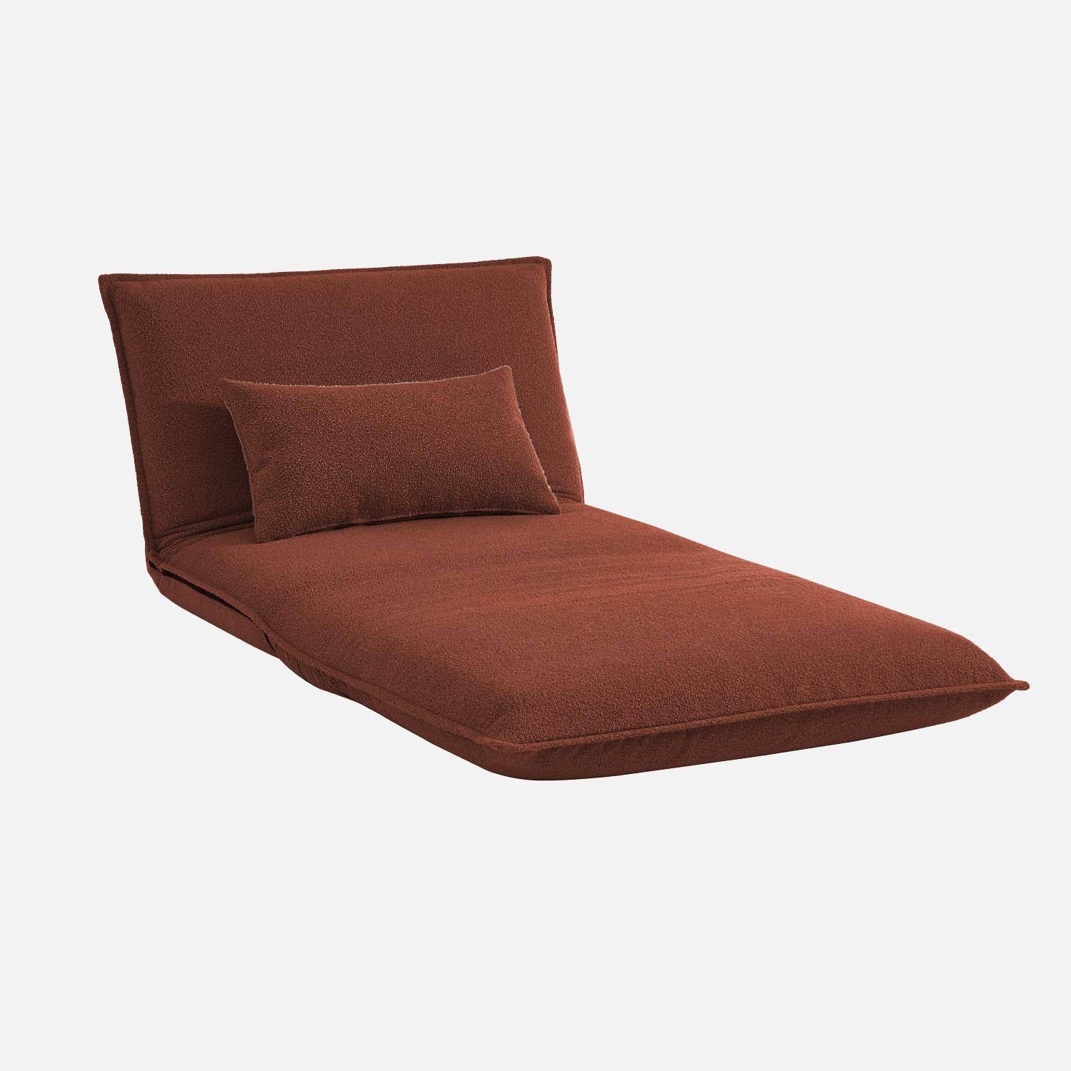 Sillón convertible 1 plaza en borreguito, Fleeep, Terracotta, 200x99x66 cm Photo4