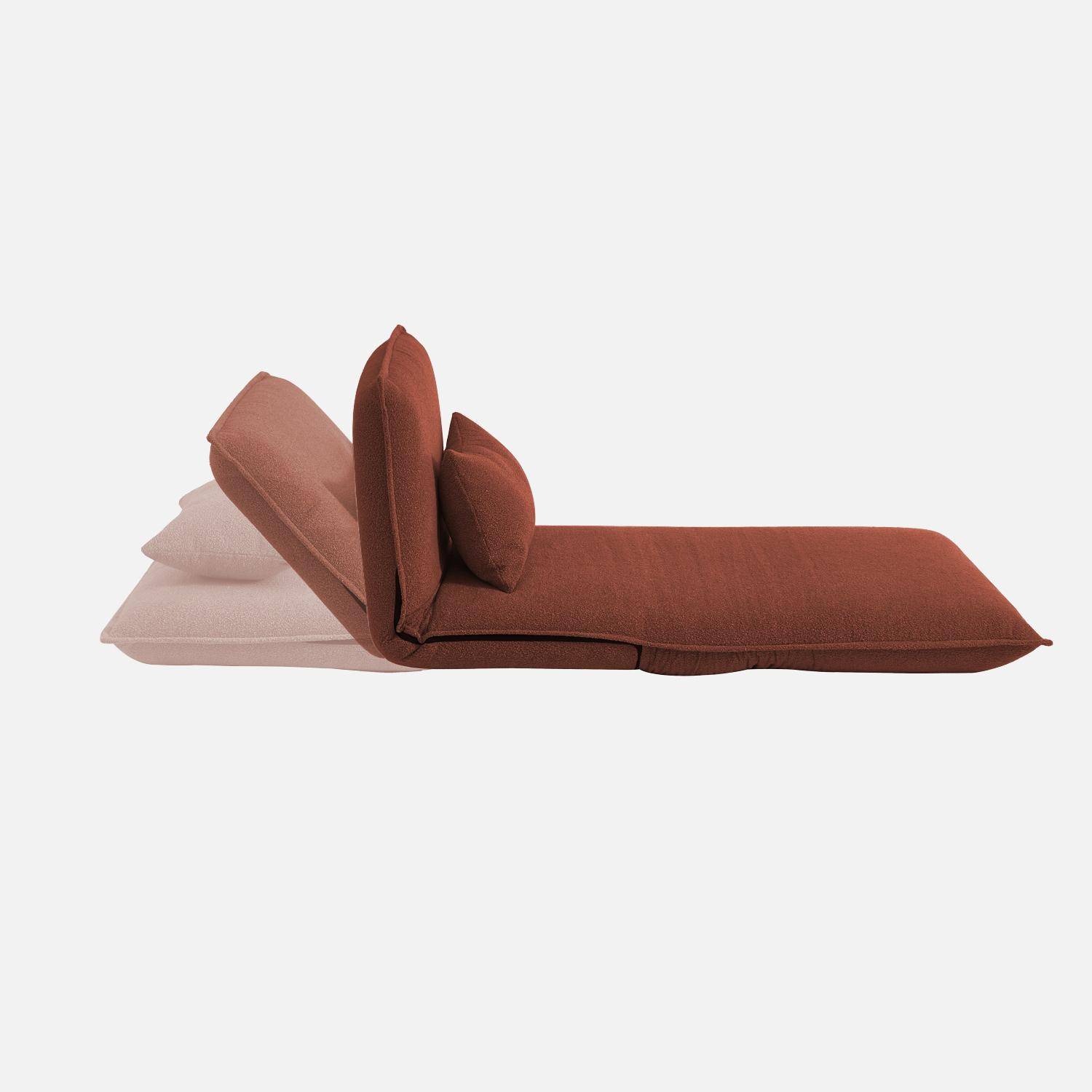 Sillón convertible 1 plaza en borreguito, Fleeep, Terracotta, 200x99x66 cm Photo5