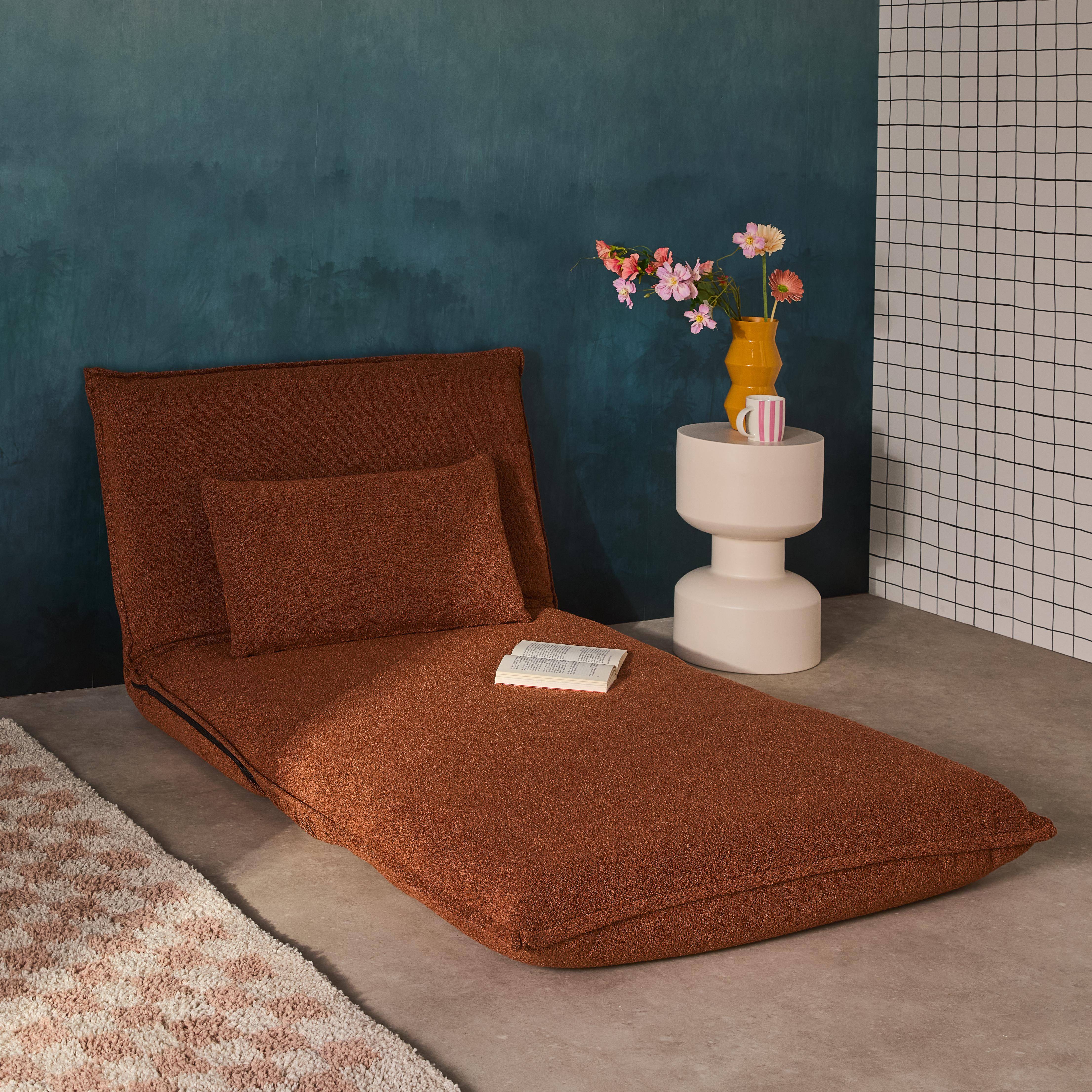 Uitklapbare fauteuil boucléstof 1 plaats terracotta L 99 x D 80 x H 66 cm - Fleeep,sweeek,Photo3