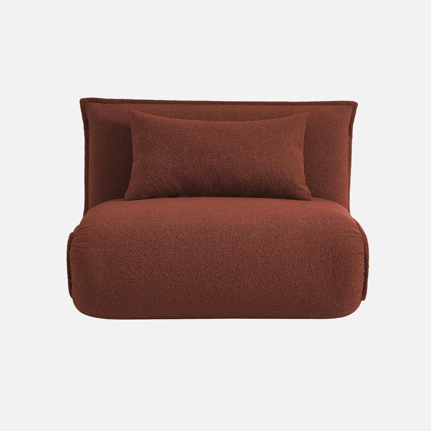 Sillón convertible 1 plaza en borreguito, Fleeep, Terracotta, 200x99x66 cm Photo2