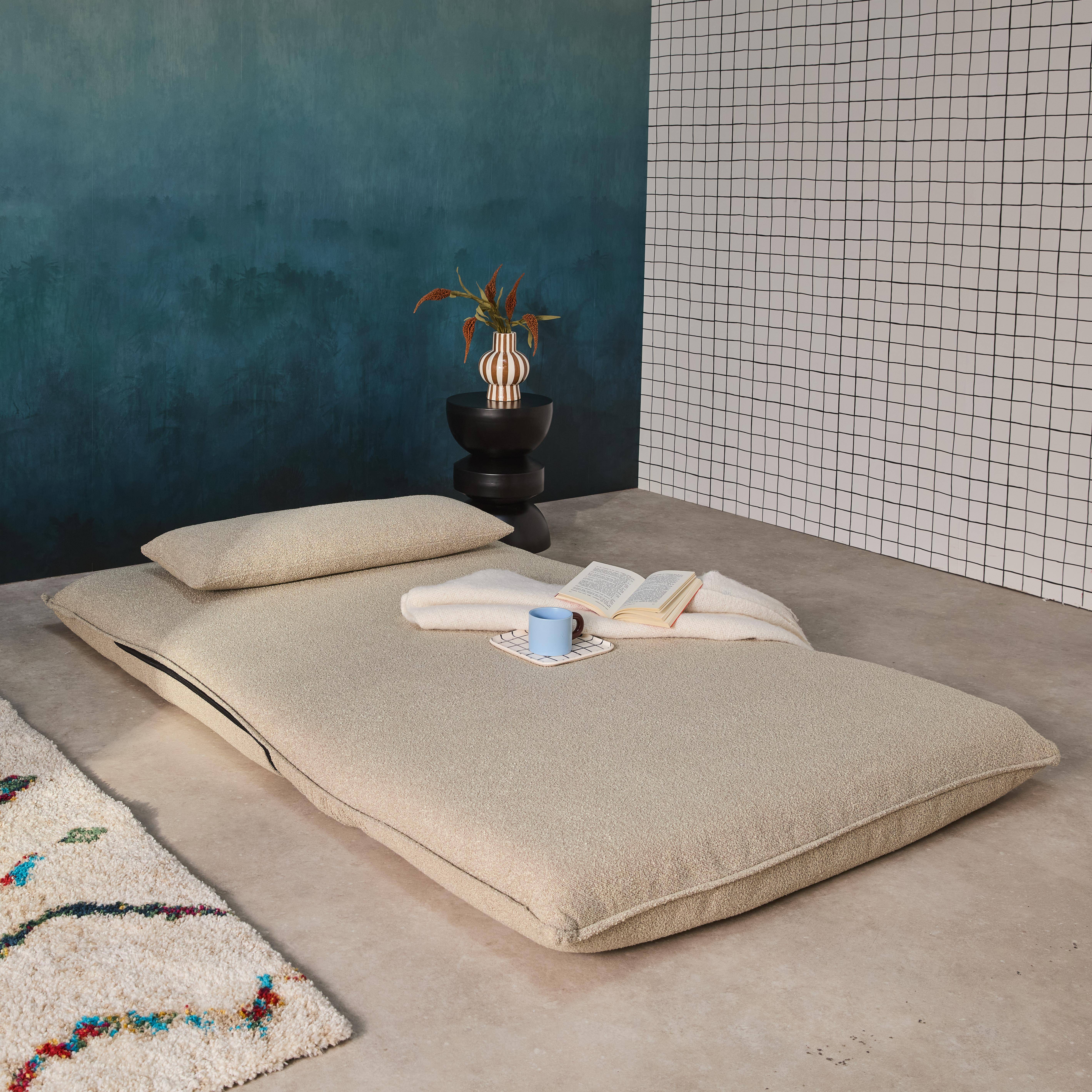 Poltrona convertibile 2 posti bouclé strutturata, Fleeep, Beige, 200x120x66 cm,sweeek,Photo3