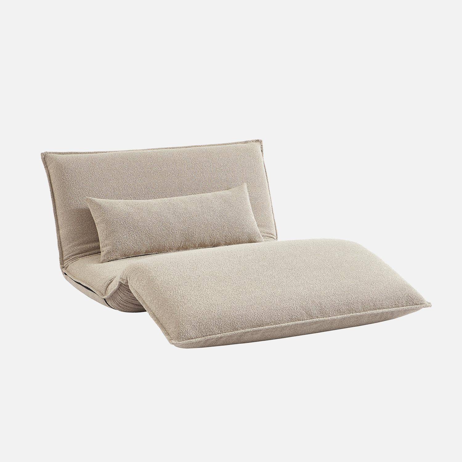 Sofá-cama conversível boucle texturado, 2 lugares, Fleeep, Beige, 200x120x66 cm Photo4