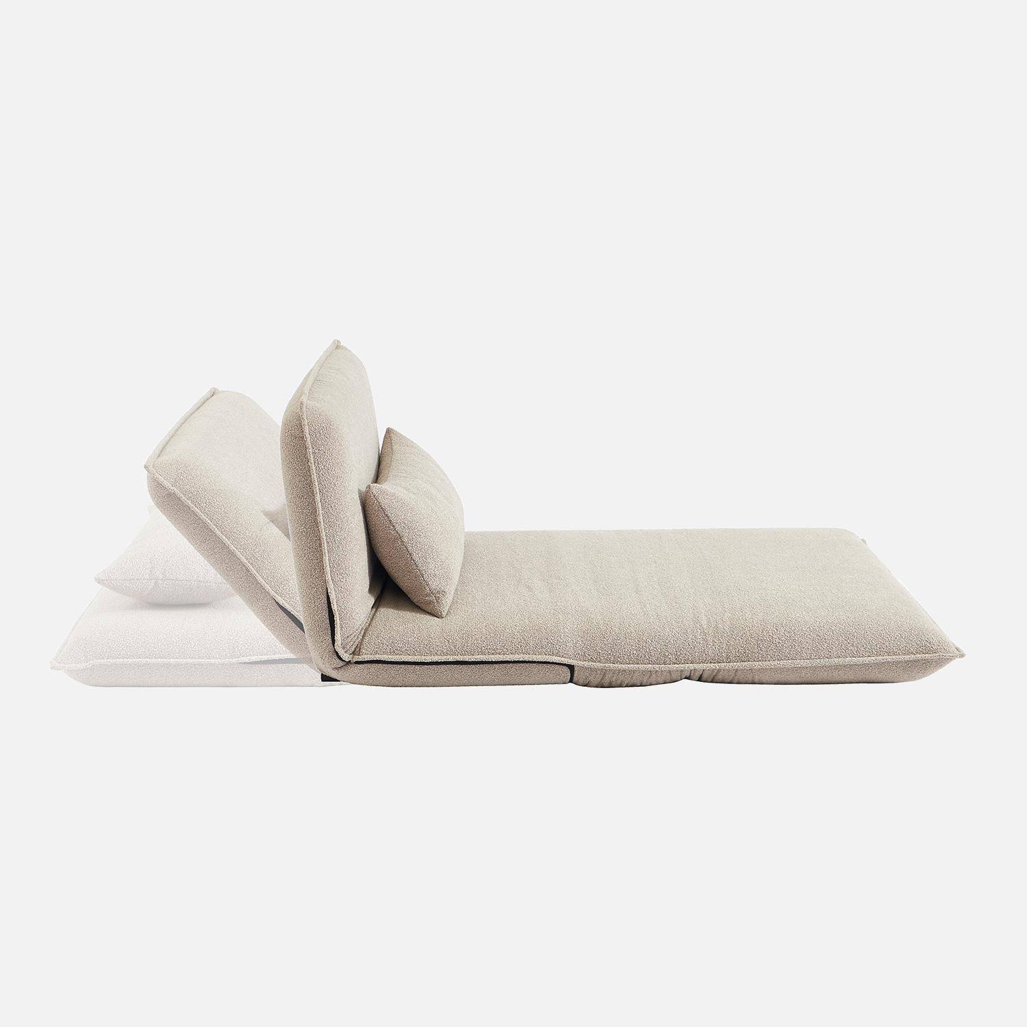 Sofá-cama conversível boucle texturado, 2 lugares, Fleeep, Beige, 200x120x66 cm Photo6