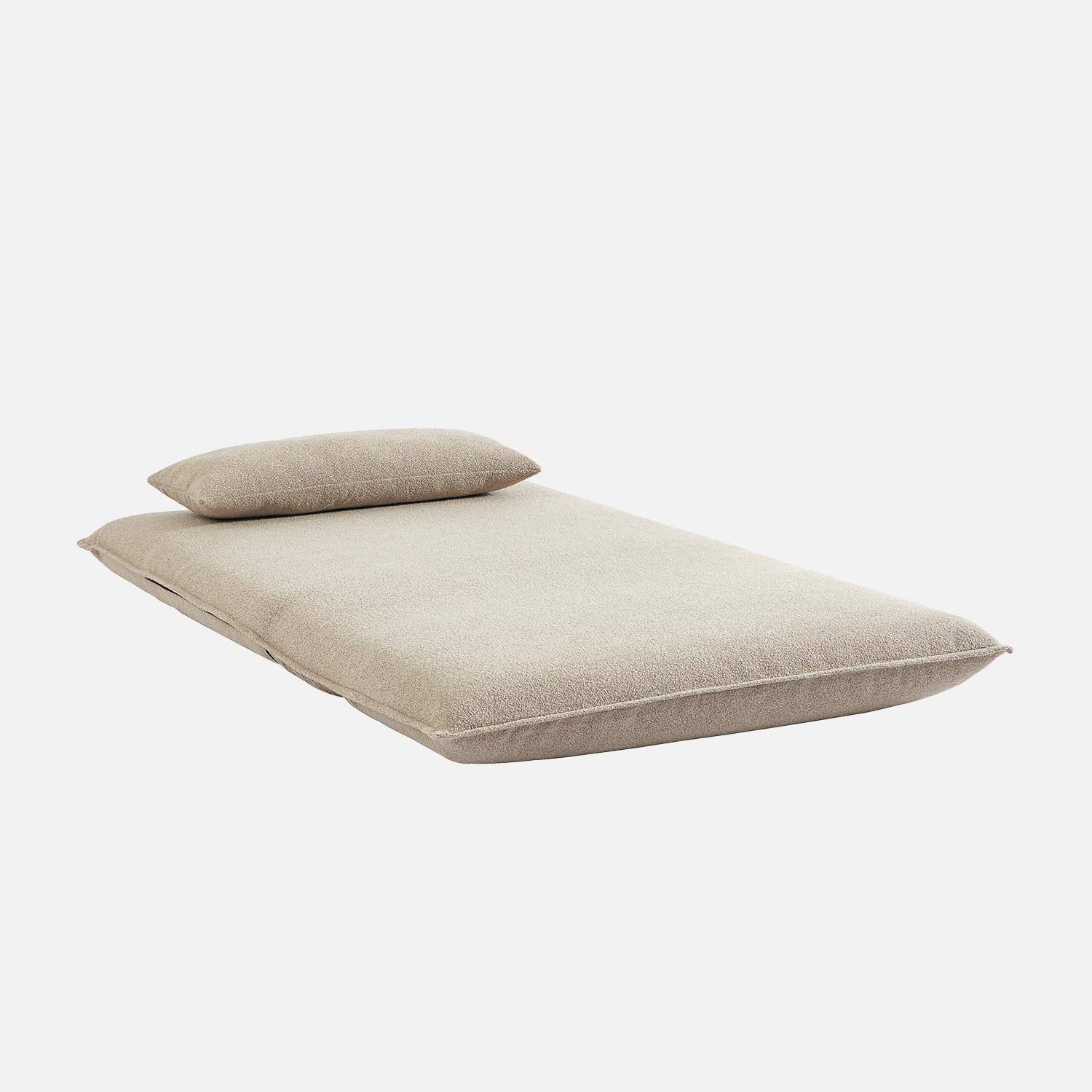 Sofá-cama conversível boucle texturado, 2 lugares, Fleeep, Beige, 200x120x66 cm,sweeek,Photo7