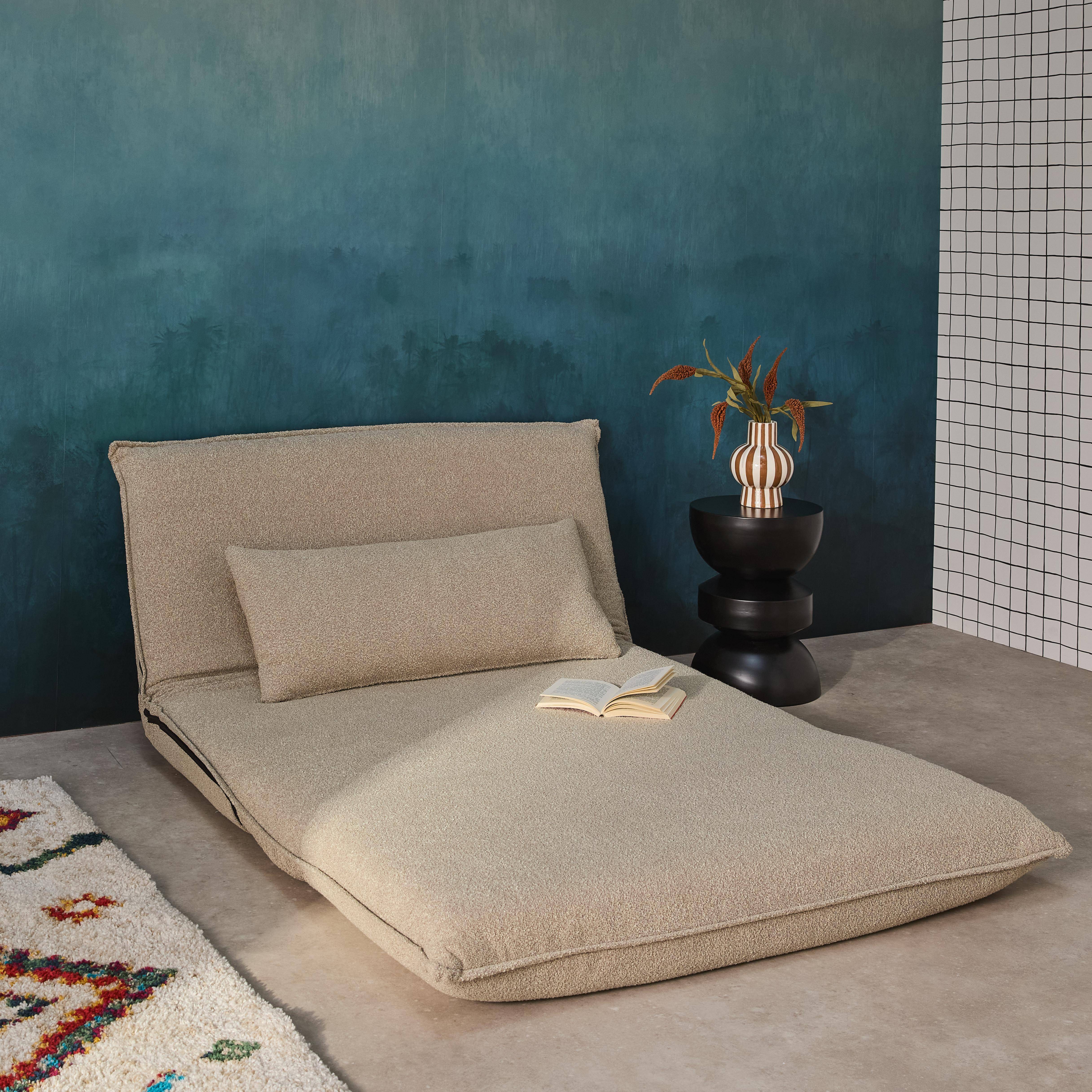 Poltrona convertibile 2 posti bouclé strutturata, Fleeep, Beige, 200x120x66 cm Photo2
