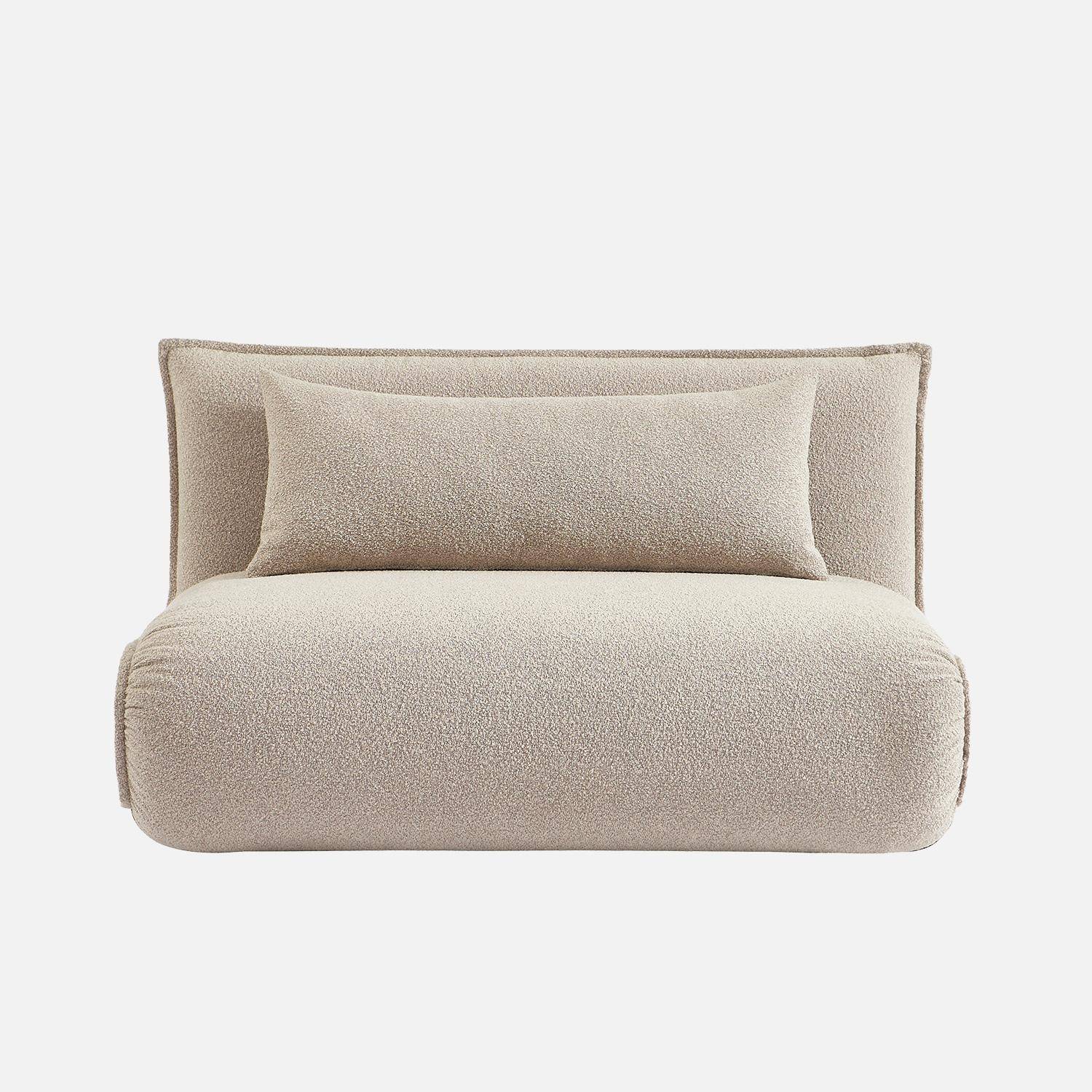 Sofá-cama conversível boucle texturado, 2 lugares, Fleeep, Beige, 200x120x66 cm Photo2