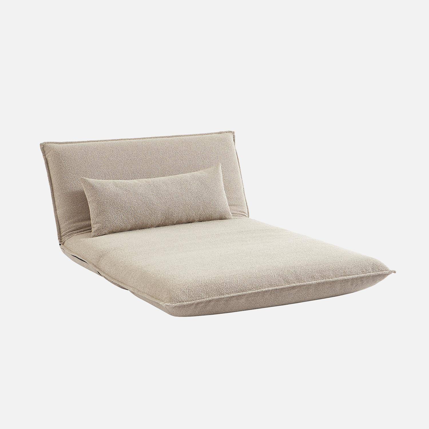 Sofá-cama conversível boucle texturado, 2 lugares, Fleeep, Beige, 200x120x66 cm Photo5